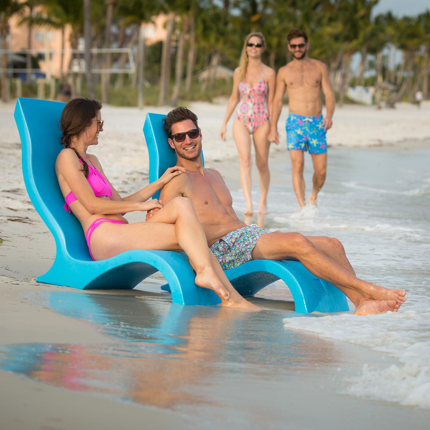 Ledge Lounger Signature In Pool Chair - Light Blue - In Pool - Lifestyle thumbnail