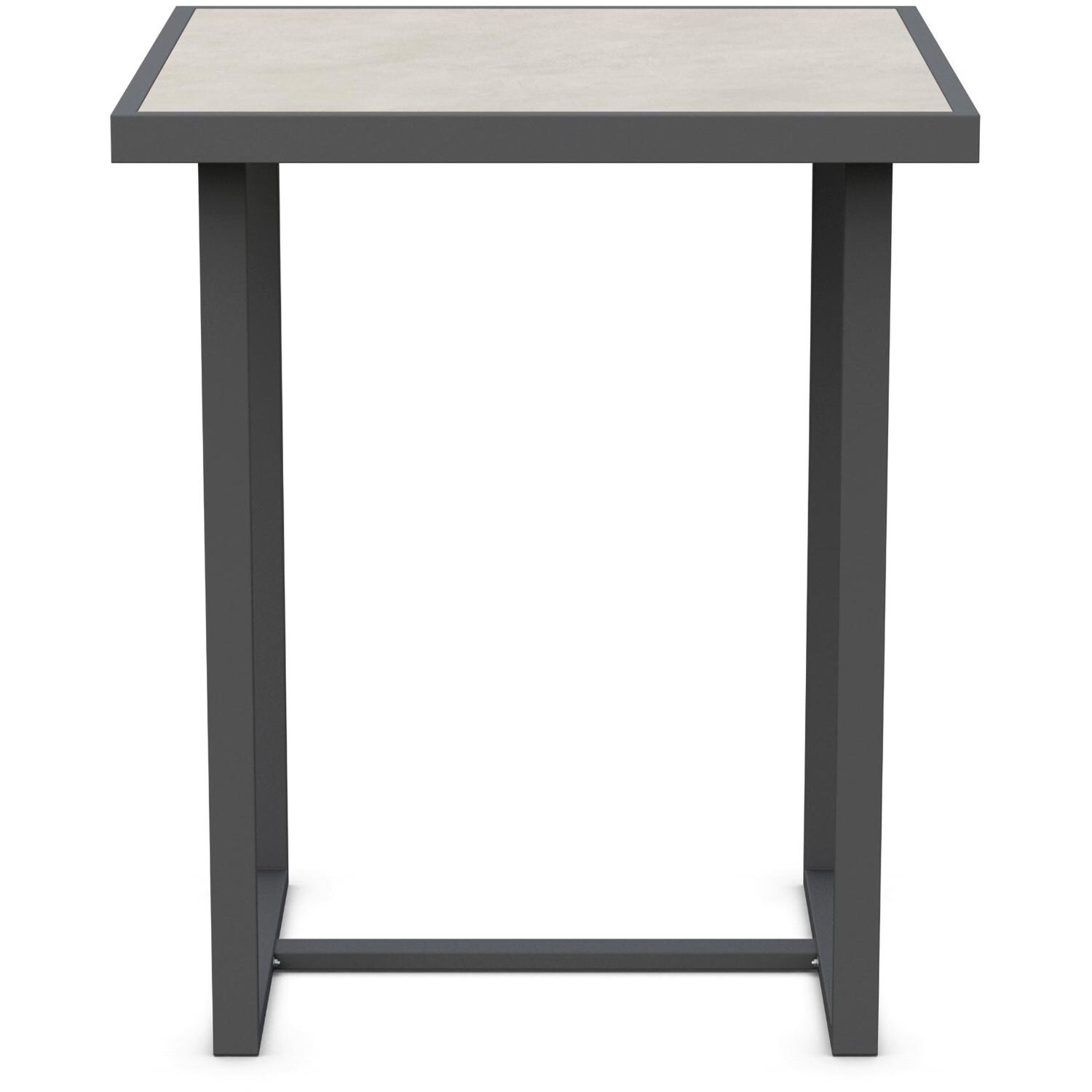 Azzurro Living Pavia 35 Inch Charcoal Aluminum Bar Table W/ Albarium Dekton Top - Front - White Background thumbnail