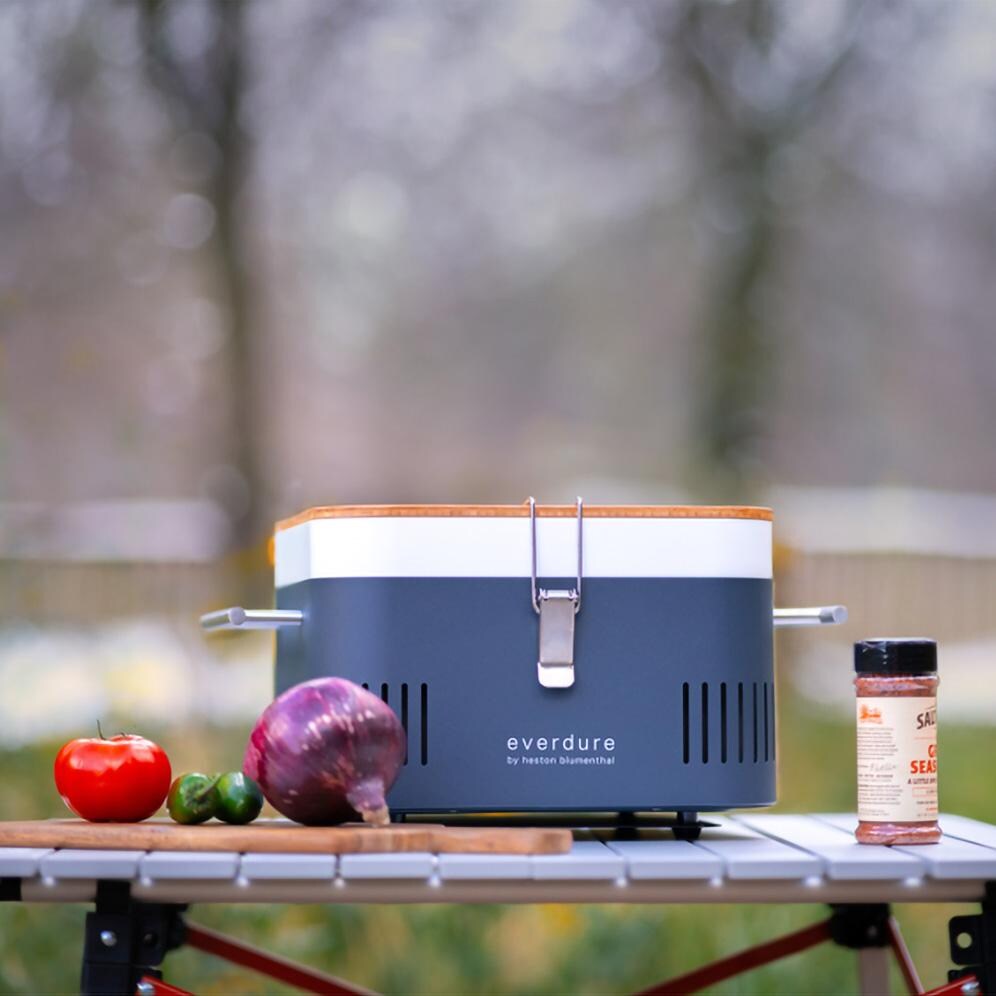 Everdure HBCUBEGUS Graphite CUBE 17 Inch Portable Charcoal Grill - Not in Use - Lifestyle thumbnail