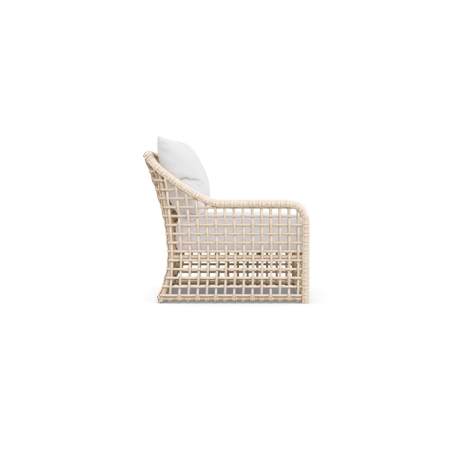 Azzurro Living KIA-W05RAC-CU Kiawah Wicker Right Arm Club Chair in Almond/Cloud - Side - White Background thumbnail