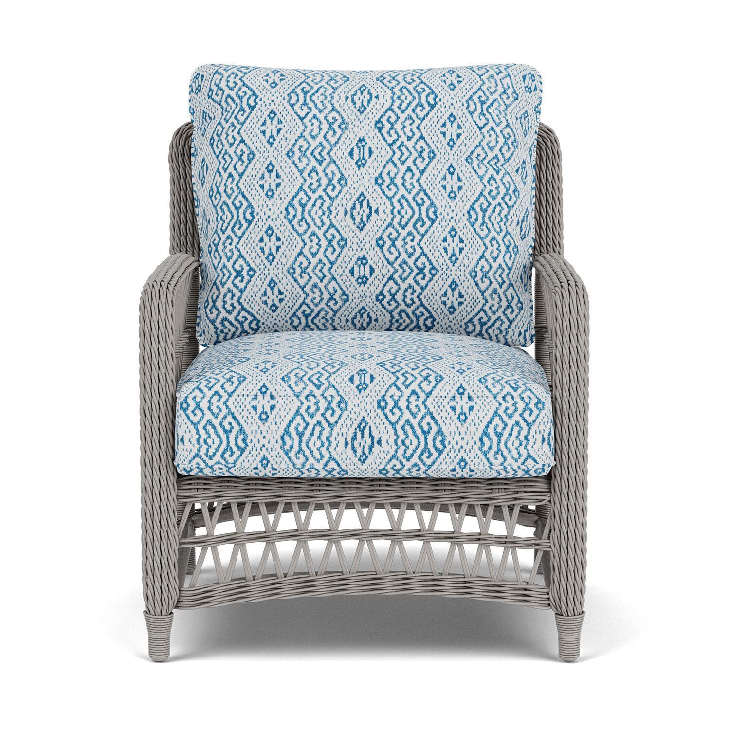 Mackinac Wicker Club Chair in Putty/Aman Capri By Lloyd Flanders