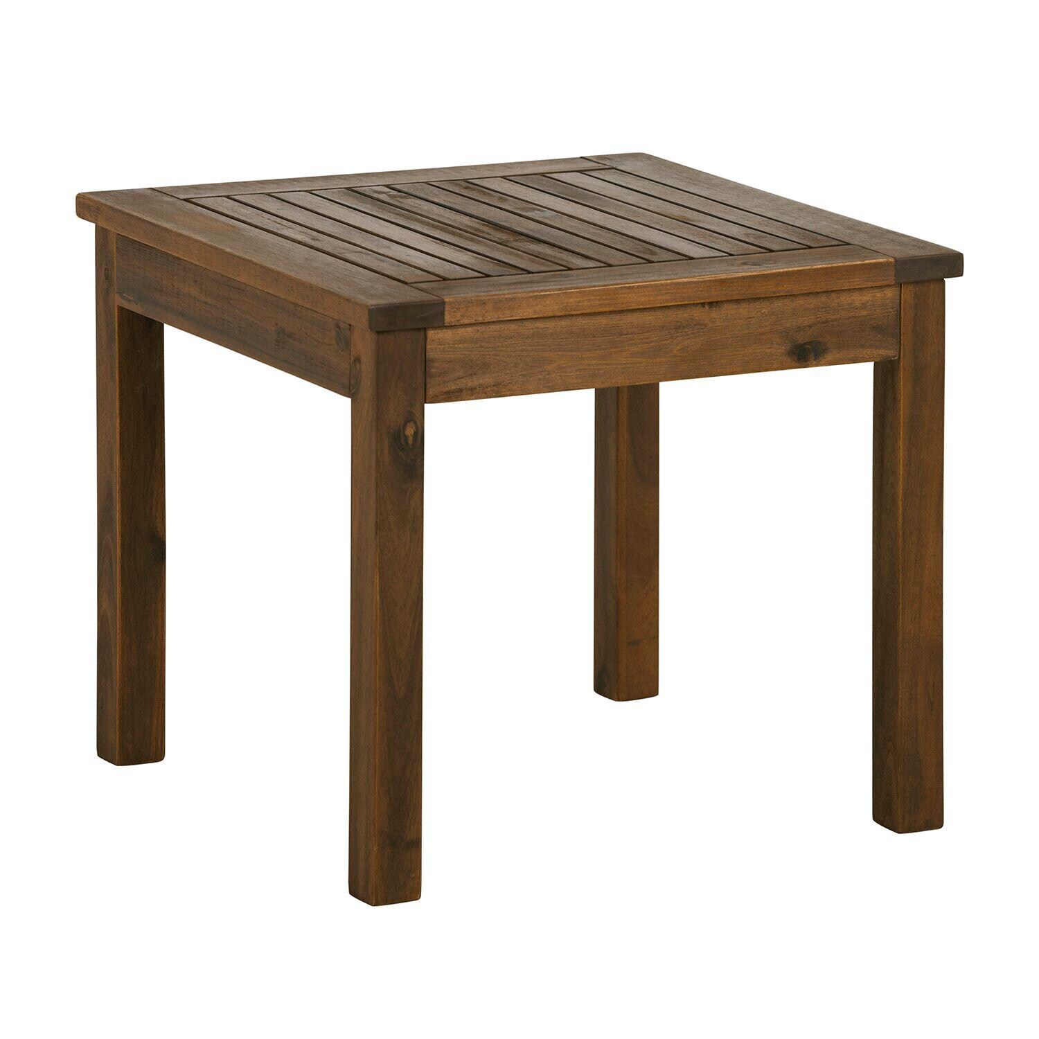 Midland 20 Inch Square Dark Brown Acacia Patio End Table By Walker