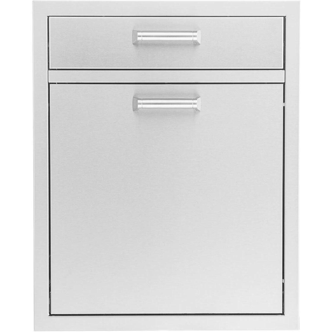 BBQGuys Signature 20-Inch Stainless Steel Single Drawer With Roll-Out Trash & Recycling Bin Combo - Contempo