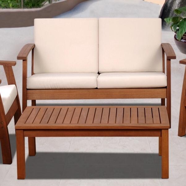 Amazonia Murano Eucalyptus Patio Loveseat and Coffee Table thumbnail