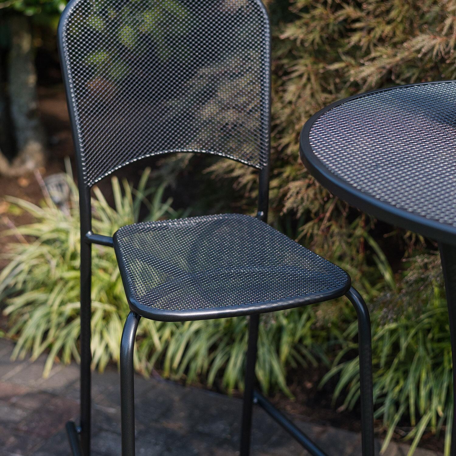 Carlo 4 Pc Steel Bar Stool Set in Gray By KETTLER - Back Rest & Seat - Detail thumbnail