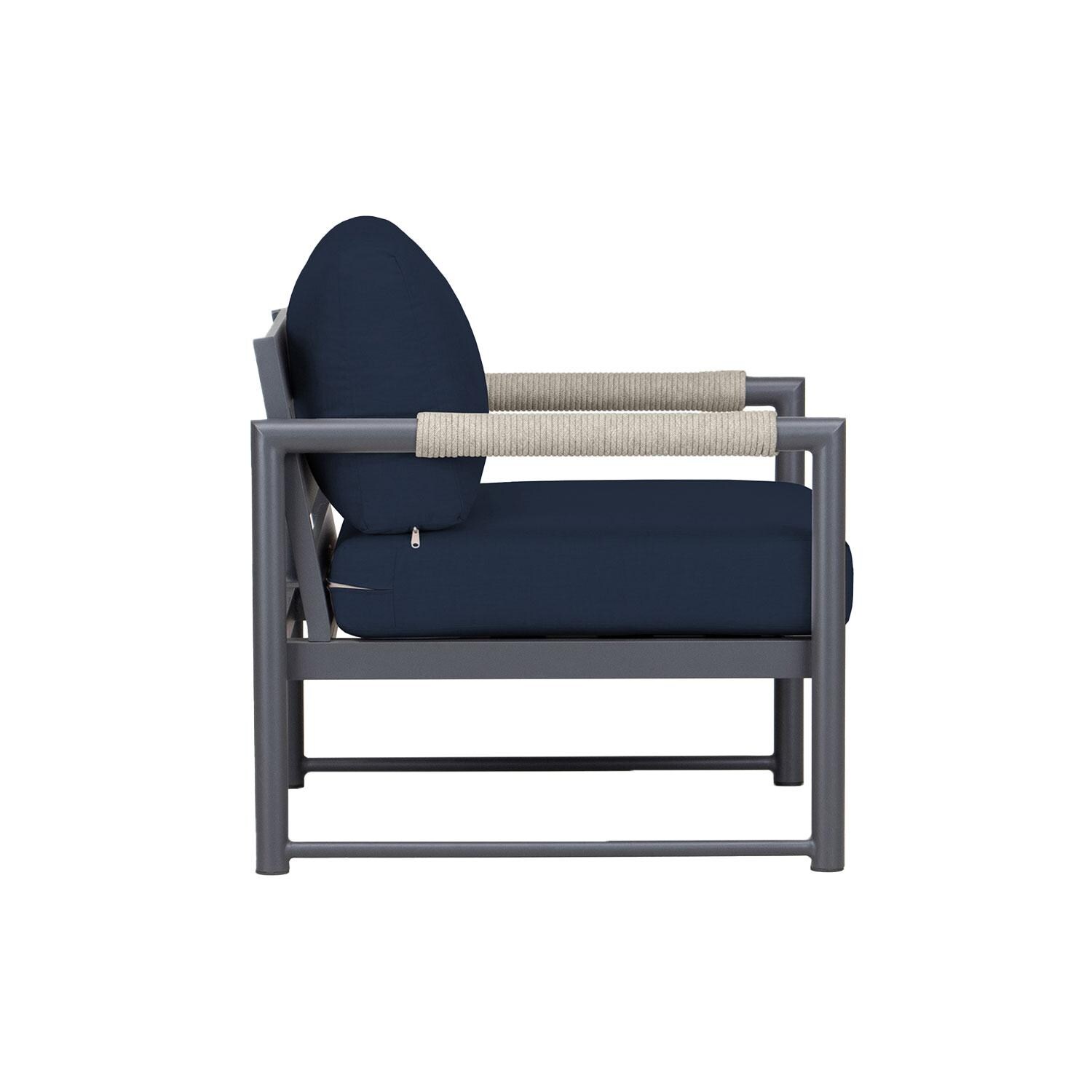 Lakeview AVEBAY-SL-PG-CC-IN Avenue Bay Slate/Pebble Gray Club Chair - Spectrum Indigo - Rear Angled - White Background thumbnail