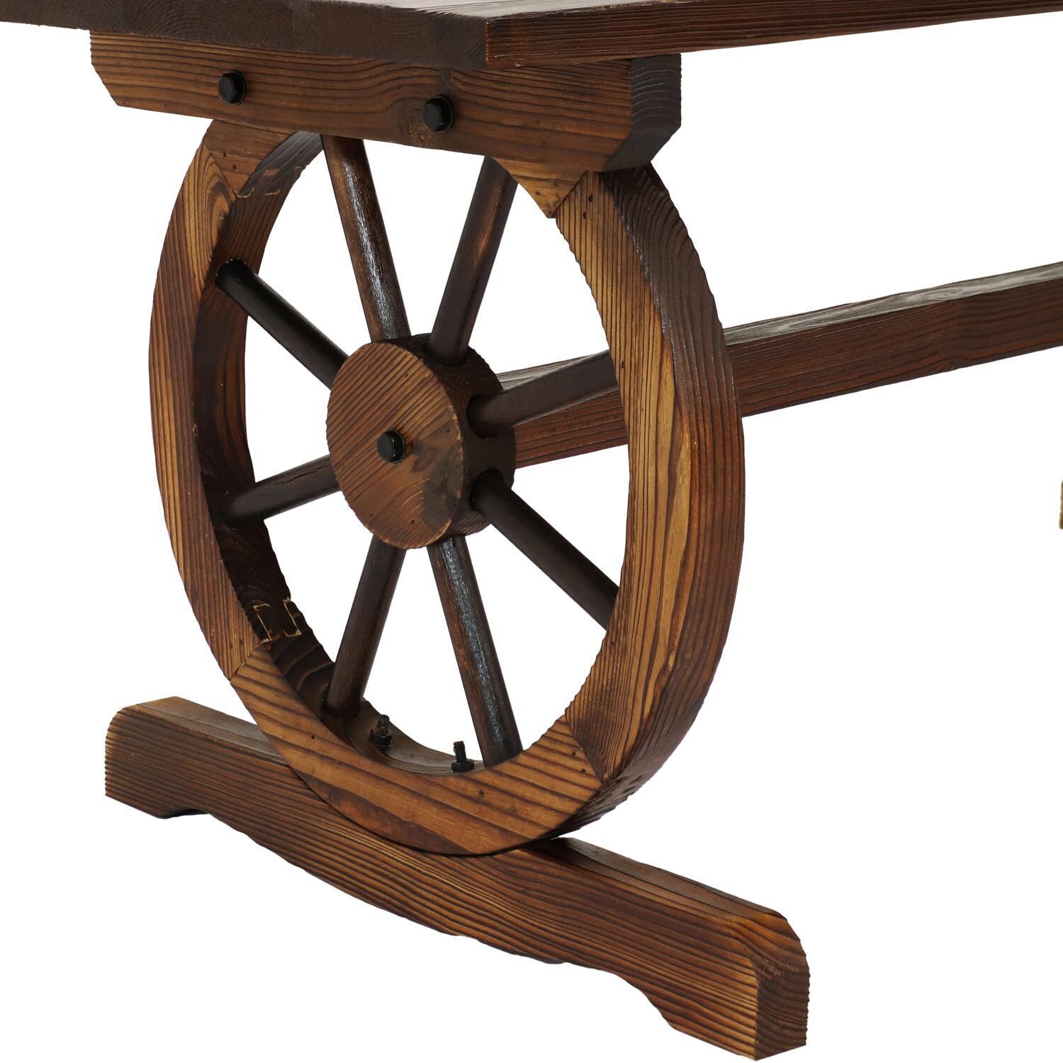 Ultimate Patio 43-Inch 2-Person Rustic Wagon Wheel Base Fir Wood Outdoor Bench - Wagon Wheel thumbnail