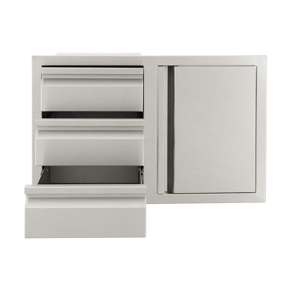 RCS VDC2SCR Valiant Triple Drawers w/ Soft Close Right Hinge Single Door - Front Open - White Background thumbnail