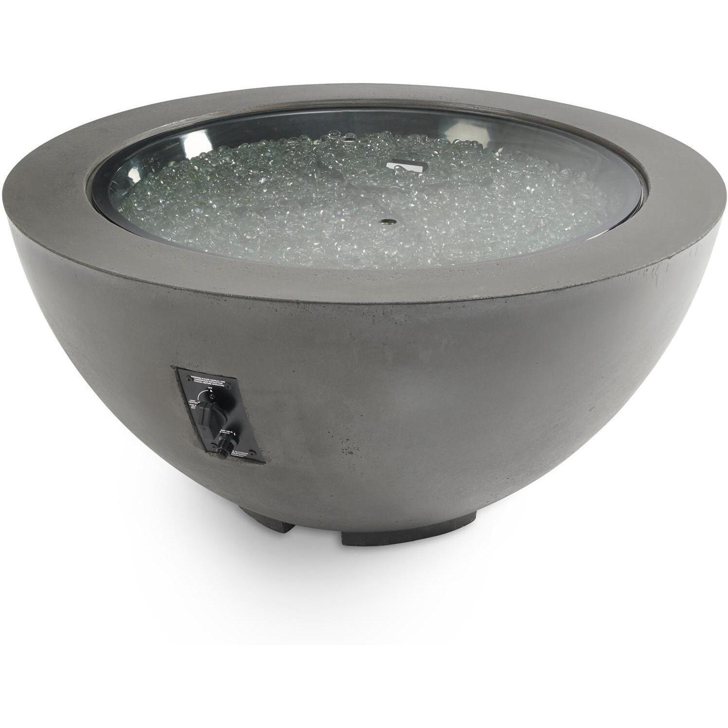 Lakeview Outdoor Designs Villa View 42-Inch Round Natural Gas Fire Pit Bowl with 30-Inch Crystal Fire Burner - Ships As Propane With Conversion Fittings - Midnight Mist - Shown With Burner Cover - White Backround thumbnail