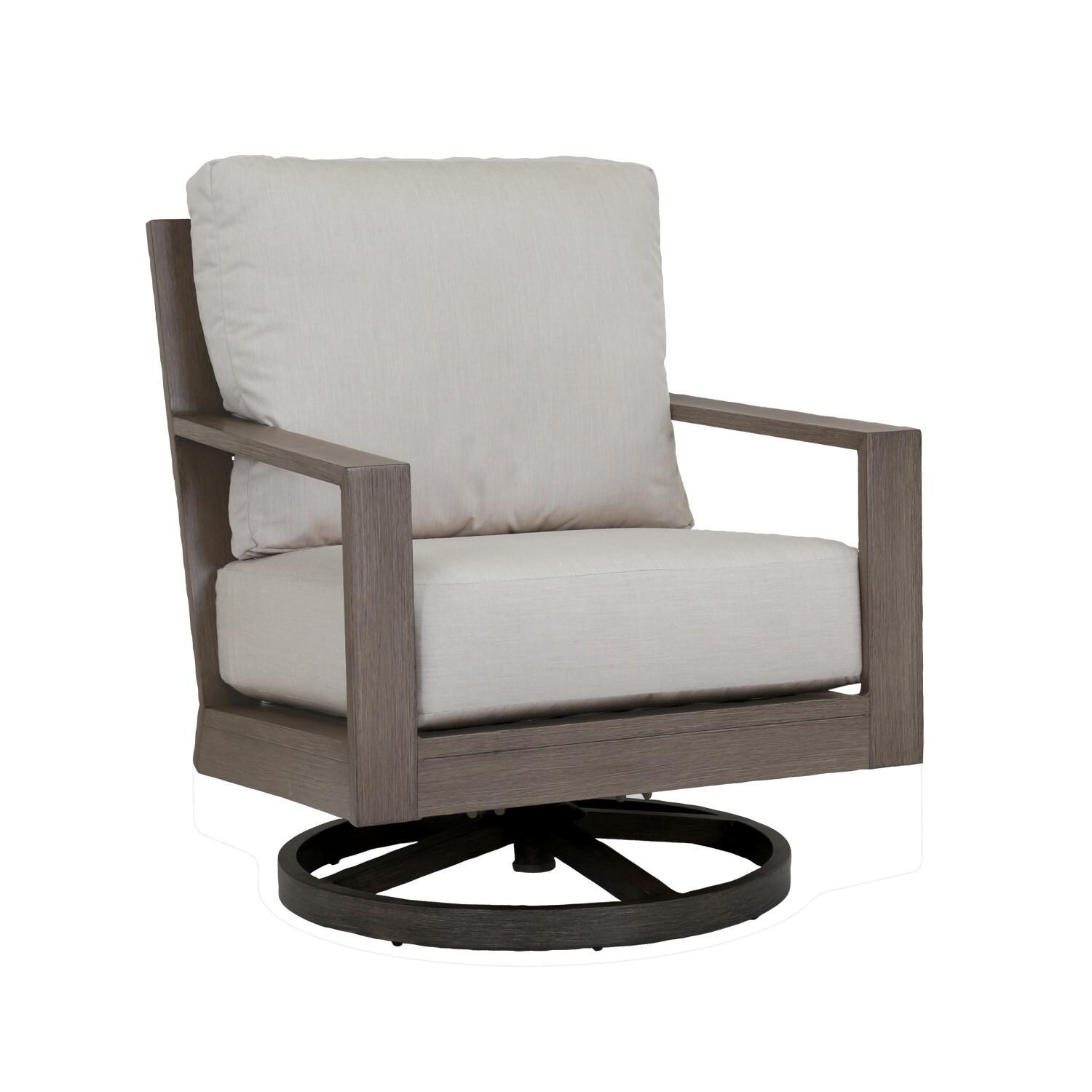 Sunset West 3501-21R-5492 Laguna Aluminum Patio Swivel Rocker Club Chair W/ Sunbrella Canvas Flax Cushions