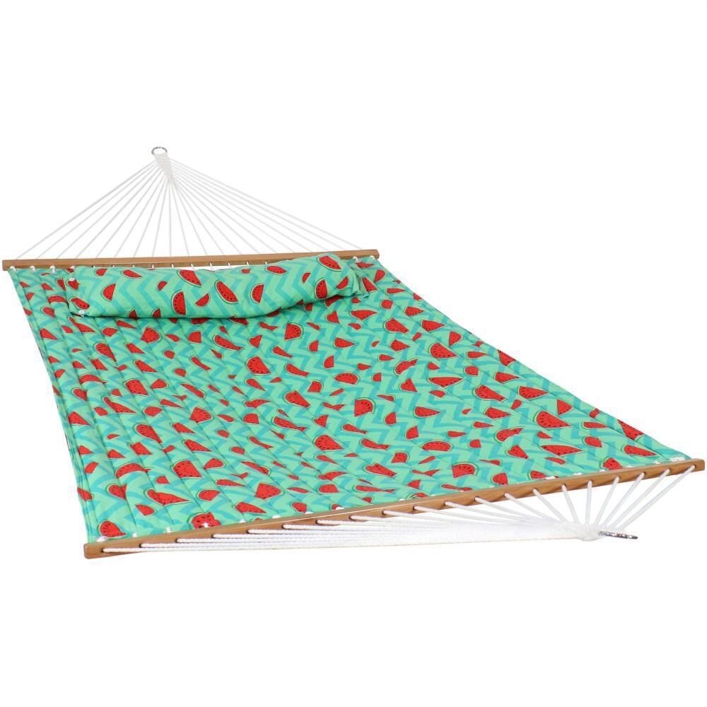 Ultimate Patio Quilted Double Hammock & Pillow - Watermelon & Chevron