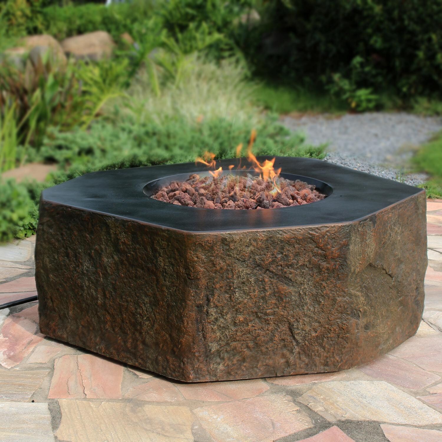 Columbia 42-in Other Glass Fiber Reinforced Concrete Propane Fire Pit in Brown by Elementi