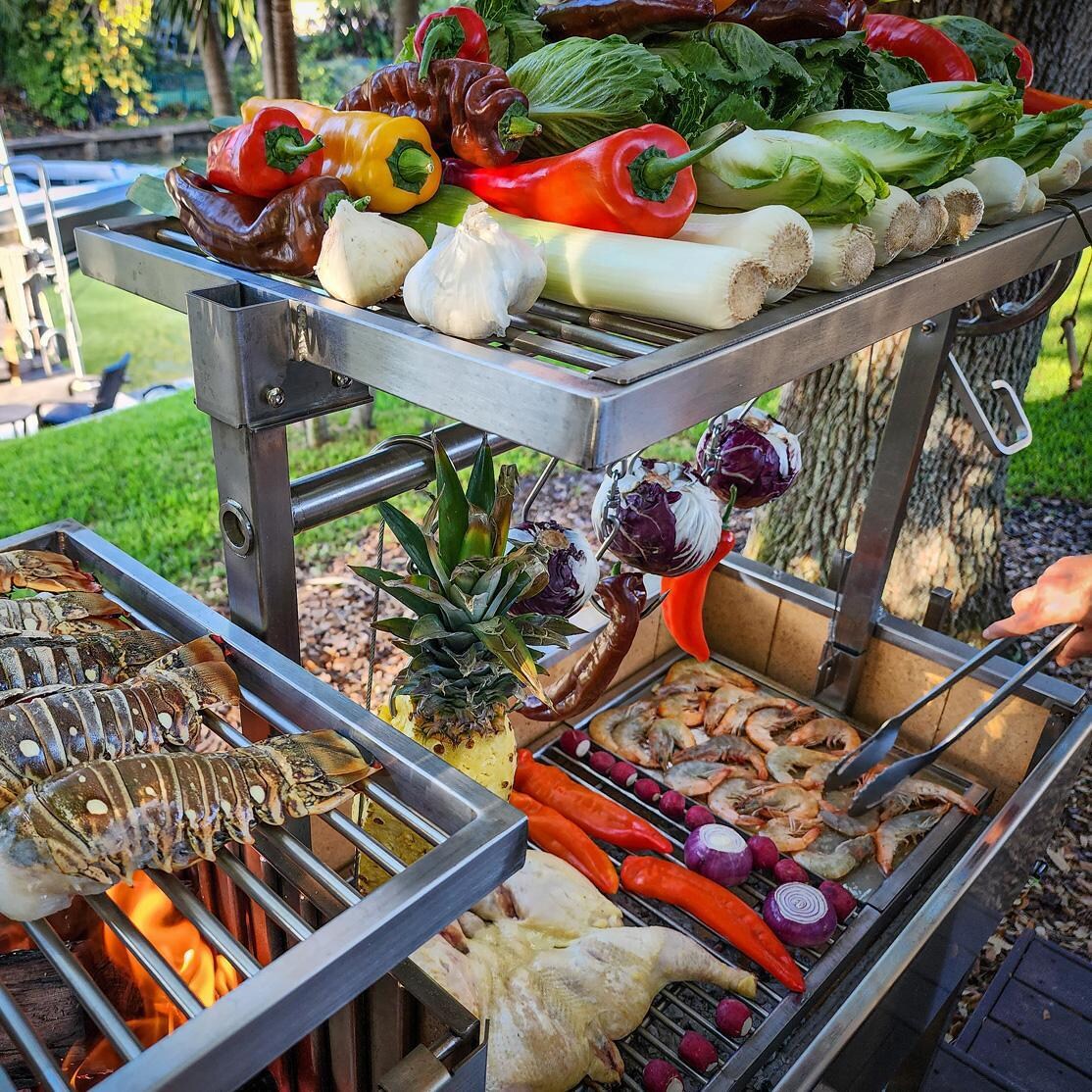 Tagwood BBQ Argentine Santa Maria Wood Fire & Charcoal Grill - Food on Grill - Lifestyle thumbnail