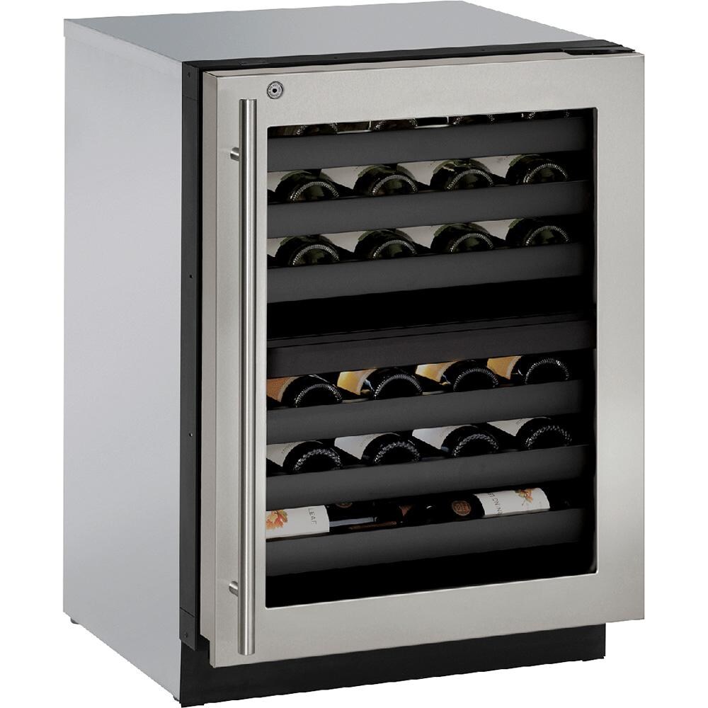 U-Line 3000 Series 24-Inch 43 Bottle Built-In Right Hinge Dual Zone Wine Captain With Lock - Stainless Steel - U-3024ZWCS-13B thumbnail