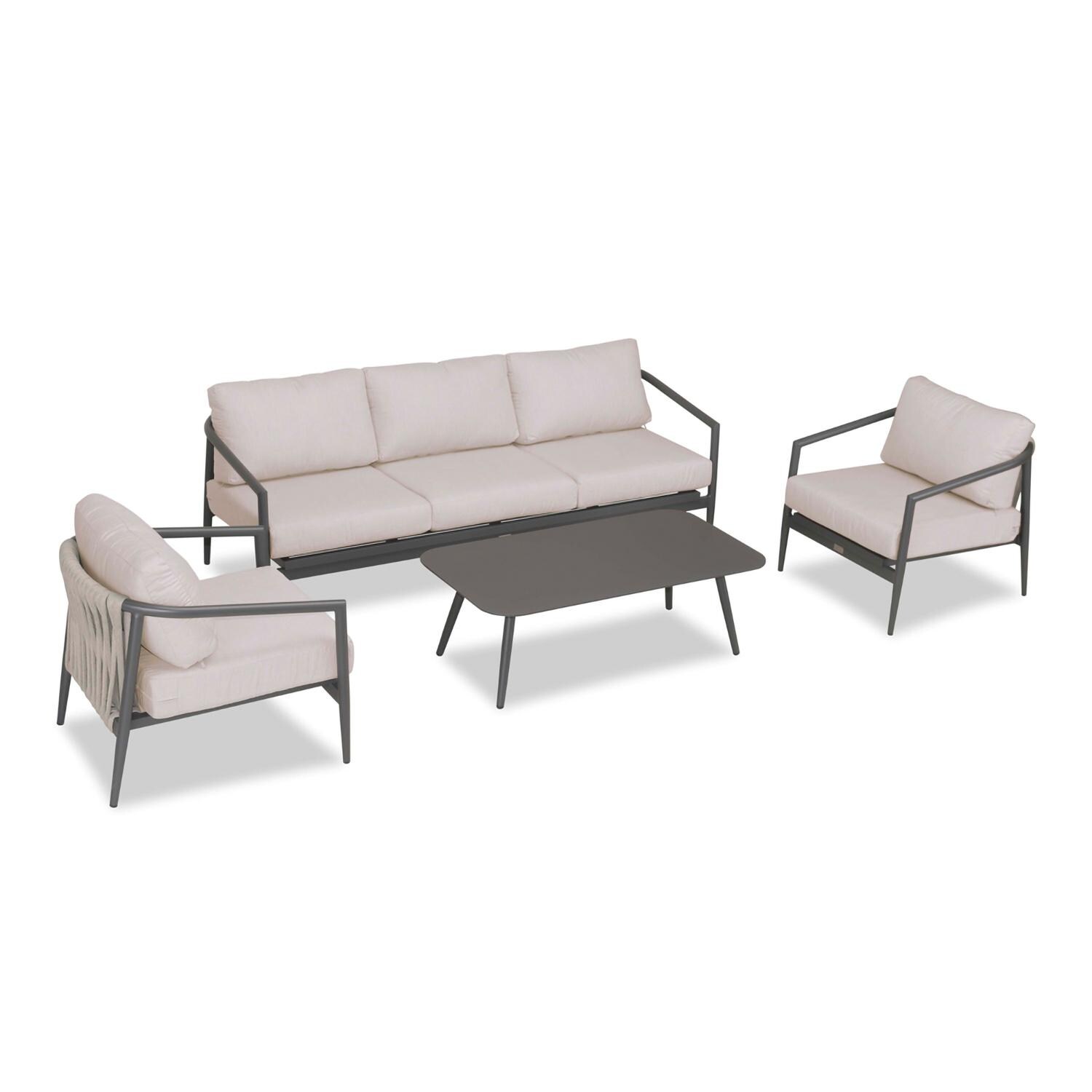 Lakeview Midnight Cove 4 Pc Aluminum Sofa Seating Set in Slate/Pebble Gray/Cast Silver - Top - White Background thumbnail