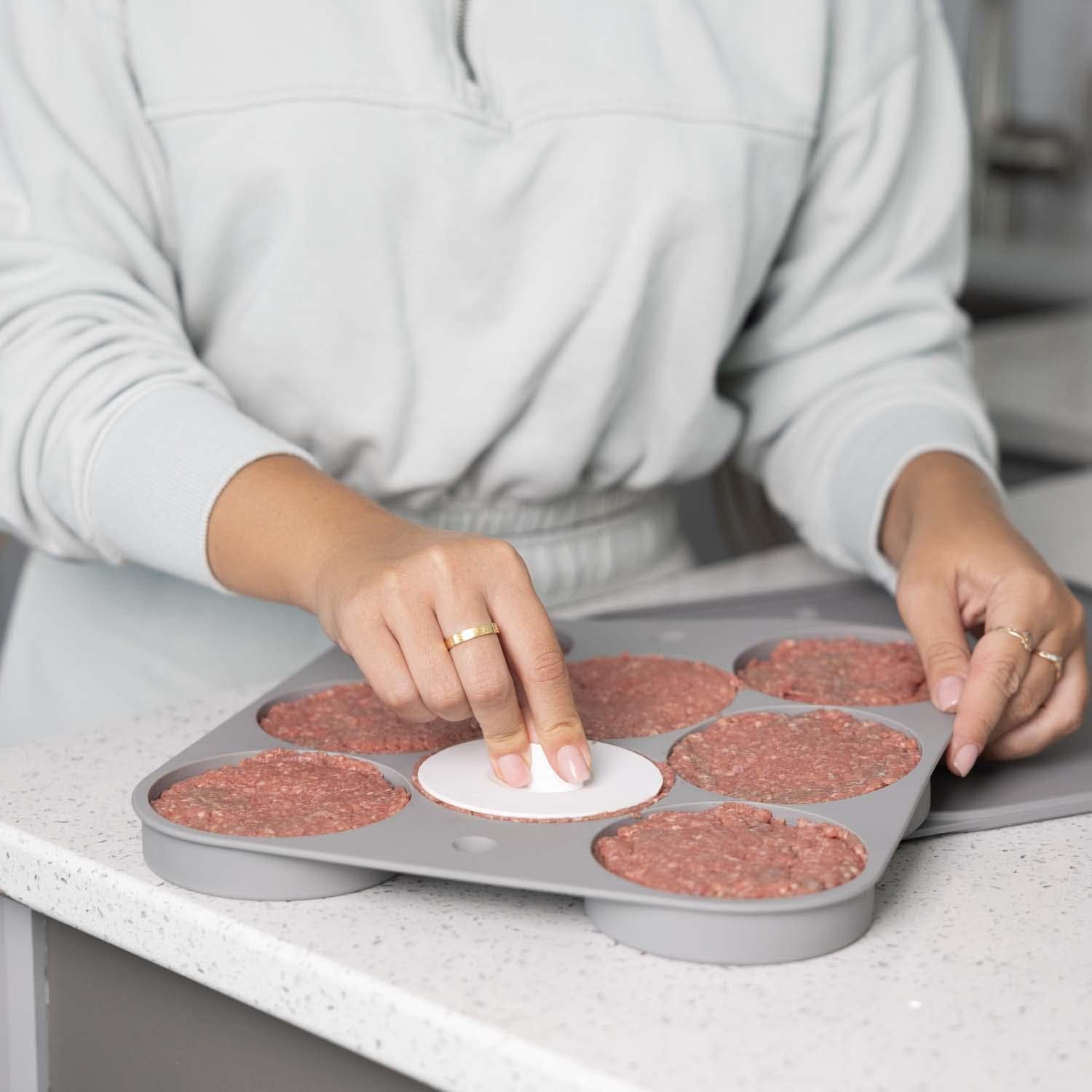 Outset  76660 Burger Patty Maker/ Freezer Storage - Making Patties - Lifestyle thumbnail