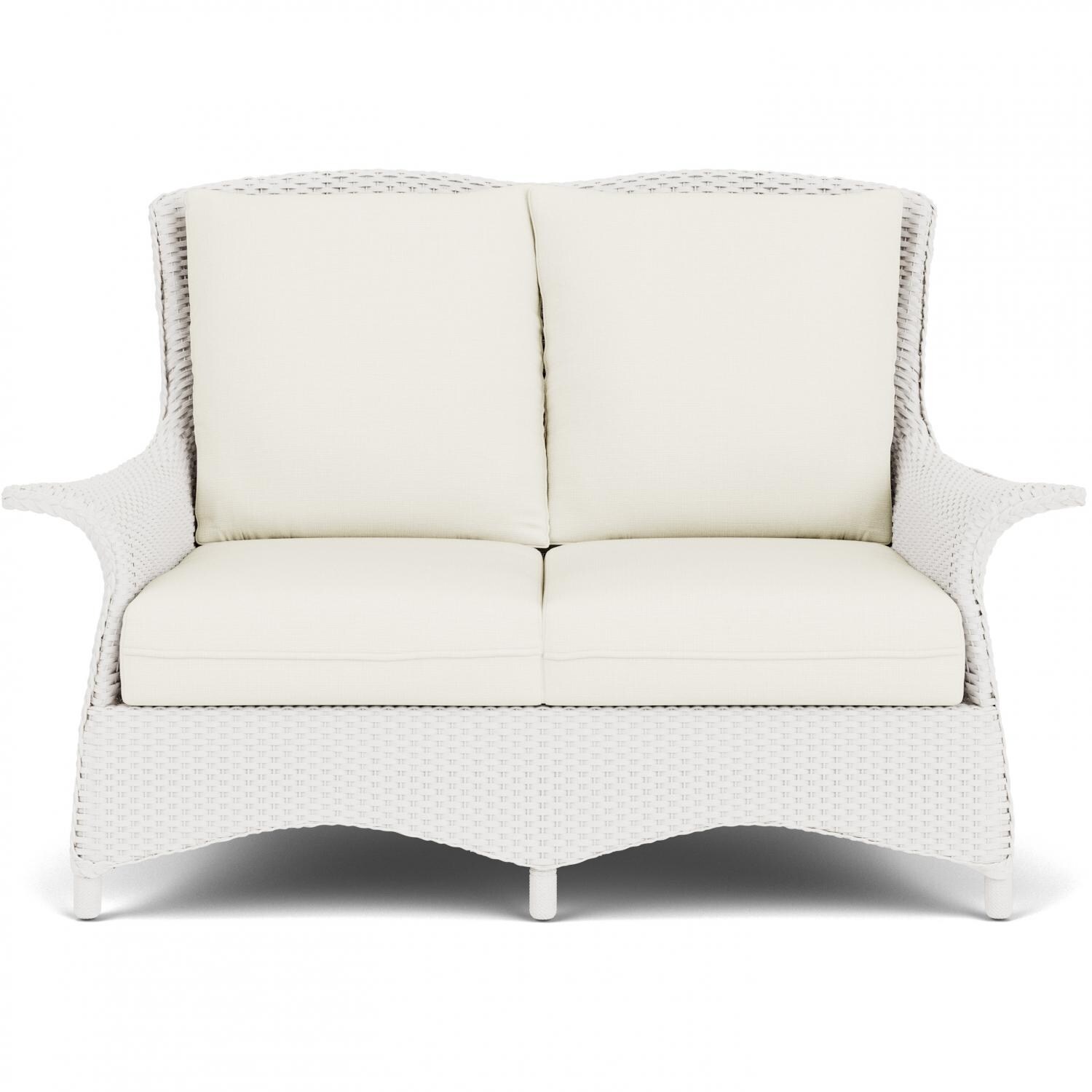 Lloyd Flanders Mandalay Loveseat in White Finish with Sailcloth Salt fabric thumbnail