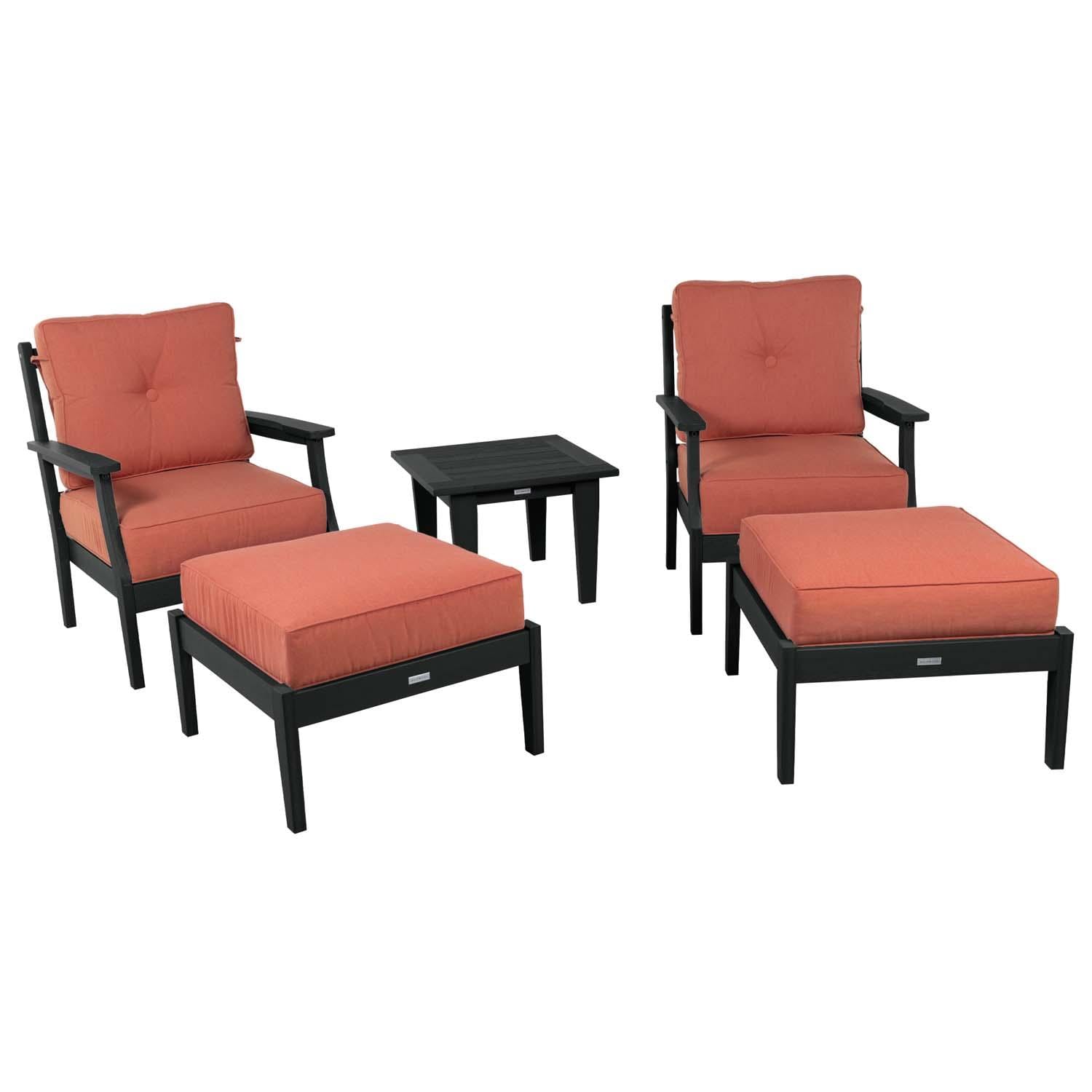 Blushing Bay 5 Pc Recycled Plastic Seating Set in Canvas Persimmon/Black by Lakeview Outdoor Designs - Front View - White Background thumbnail