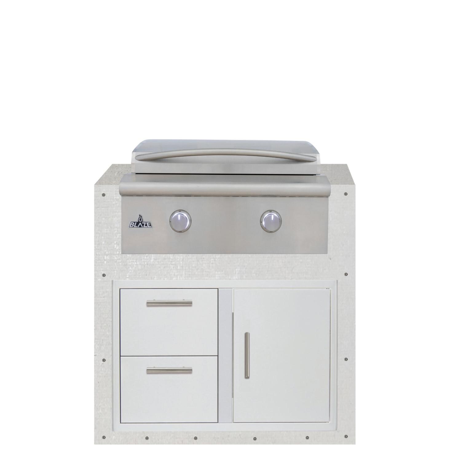   BBQGuys Signature 36-in Ready for Finish Outdoor Kitchen Module w/ Blaze LTE+ 30-in Natural Gas Griddle & Double Drawer & Door Combo - Module - White Background thumbnail