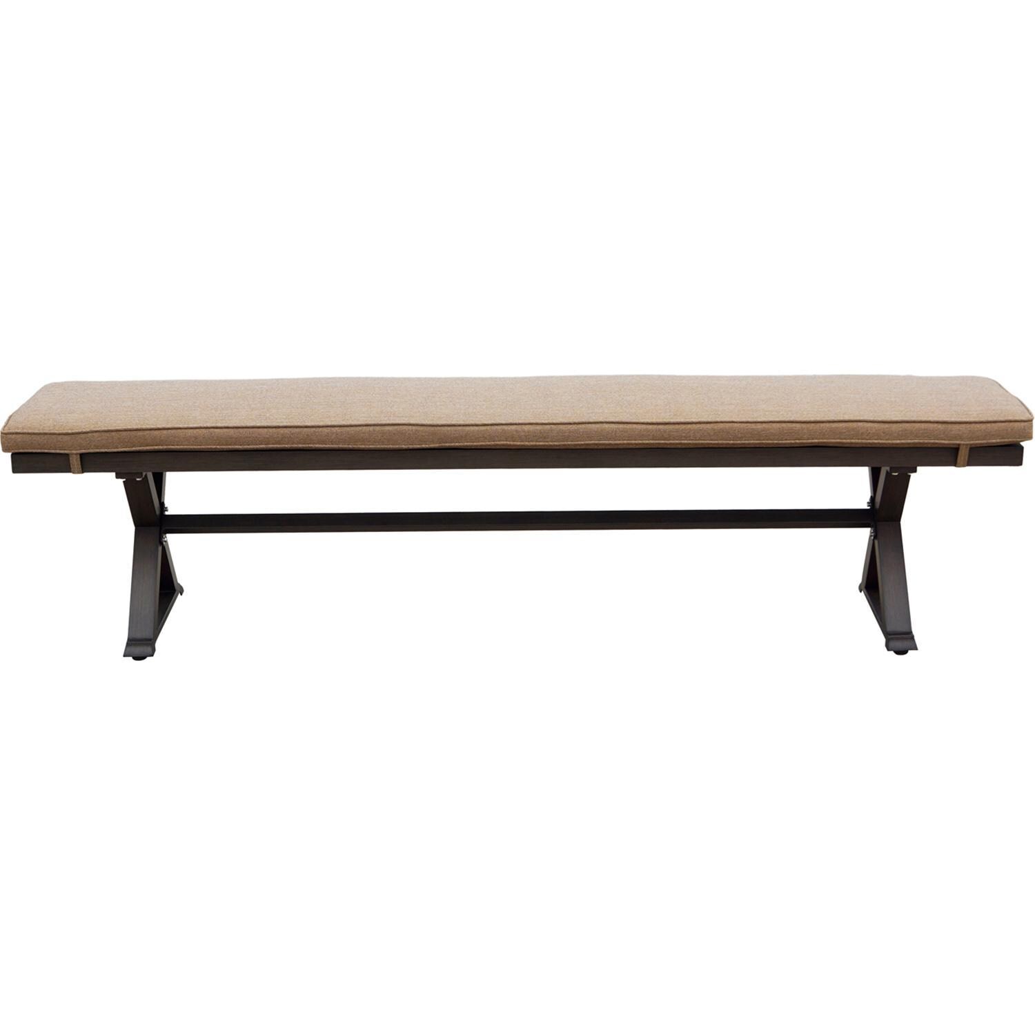 Darlee Brooklyn Patio 79-Inch Bench with Sesame Cushion - Bench W/ Cushion - White Background thumbnail