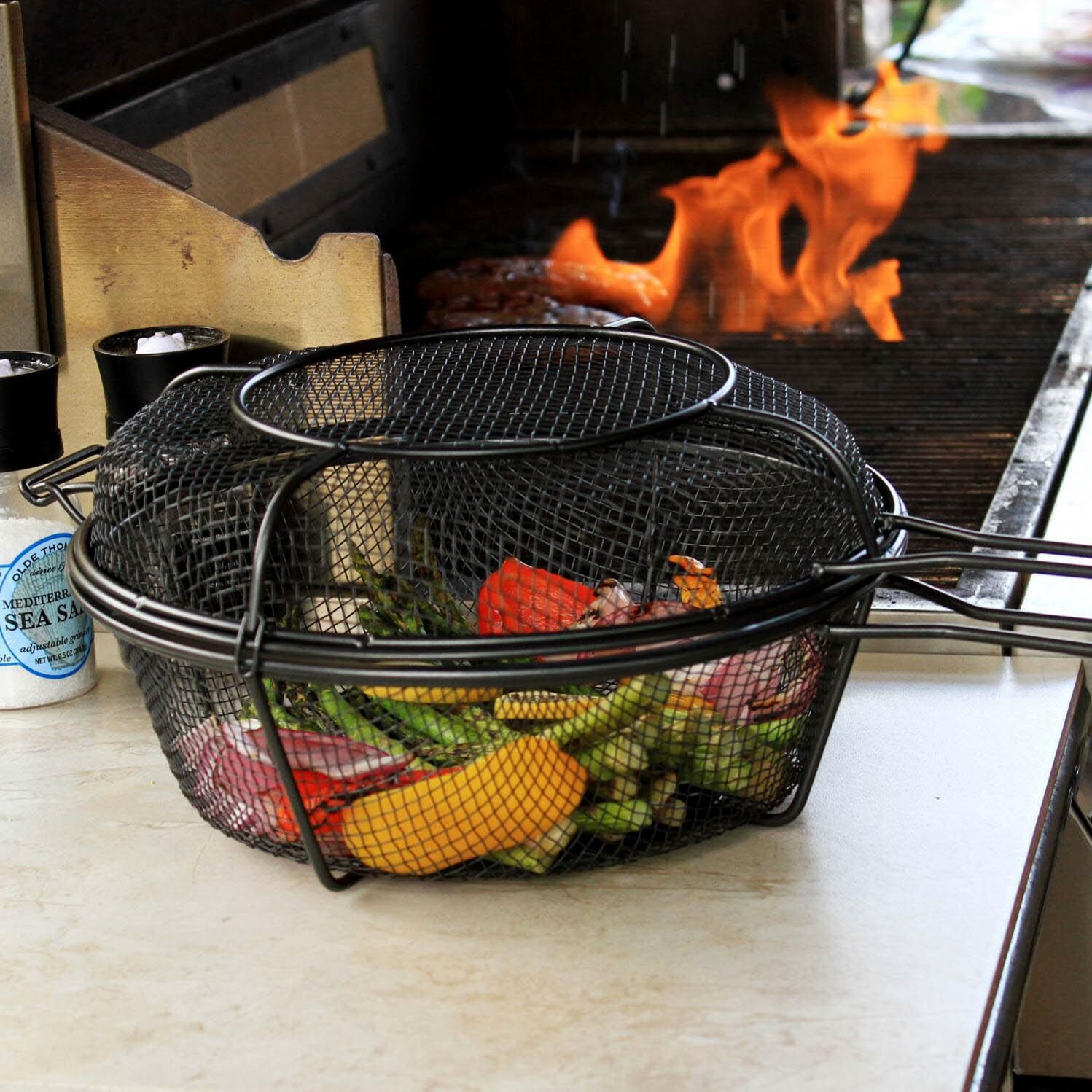 Outset 11-Inch Diameter Non-Stick 3-In-1 Grill Basket And Skillet thumbnail