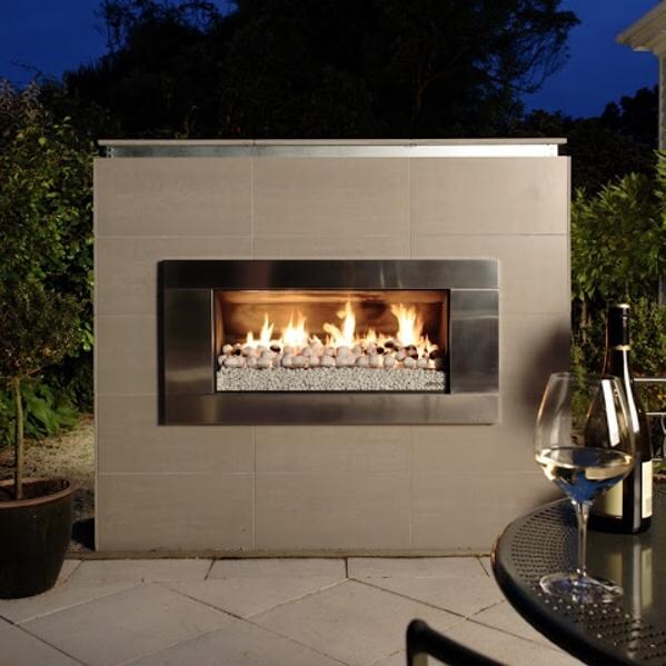 Escea EF5000 - Stainless Steel With White Ceramic Stones - Lifestyle View thumbnail