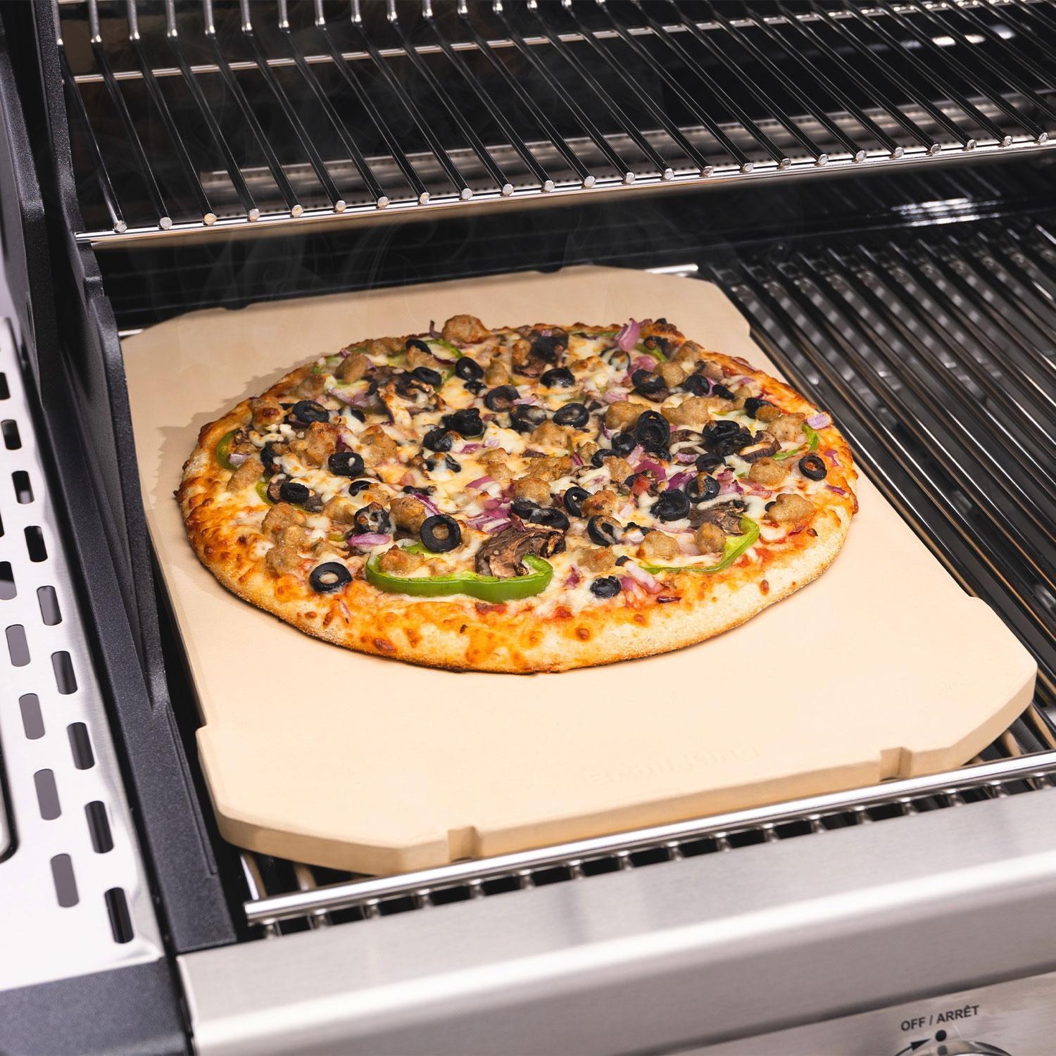 Broil King Rectangular Pizza Stone - Pizza Stone on Grill - Lifestyle thumbnail