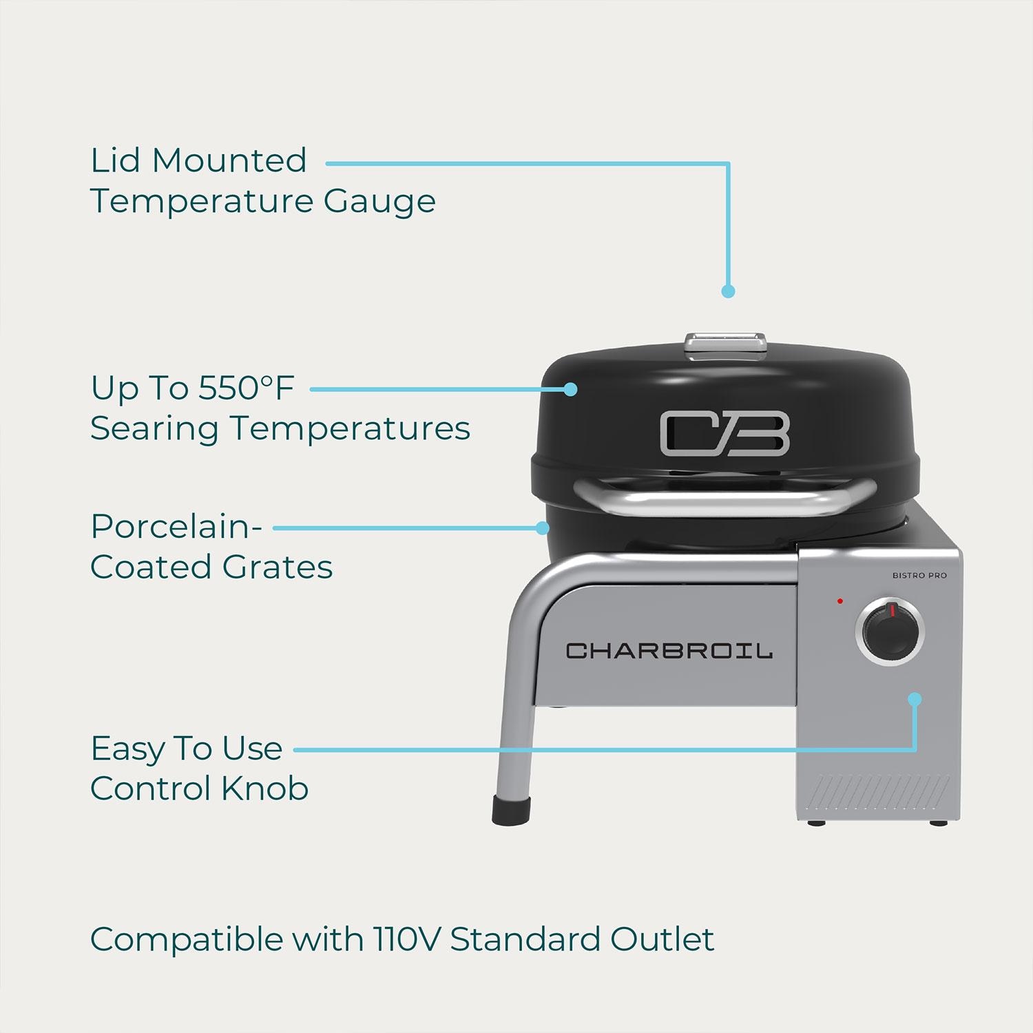 Charbroil 25302149 Bistro Pro 180 Electric Grill - Tabletop Black - Features - Detail thumbnail