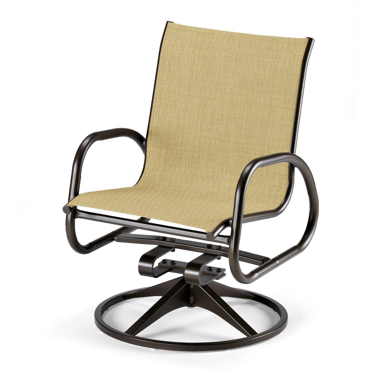 Gardenella Aluminum Patio Swivel Rocker Dining Arm Chair With Sling