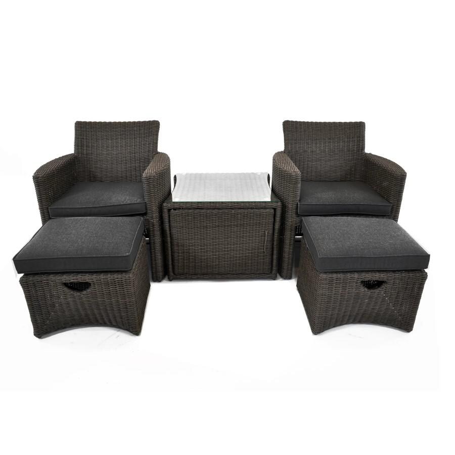 Kettler CUPIDO Wicker 5 Piece Patio Conversation Set With Canvas Coal Cushions thumbnail