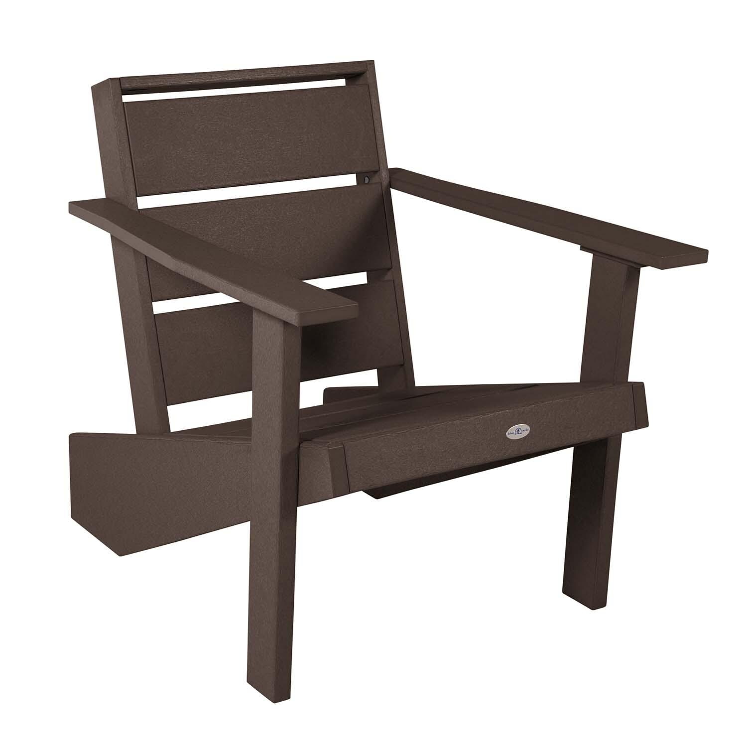 Hazel Cove Recycled Plastic Adirondack Chair in Mangrove Brown by Lakeview Outdoor Designs - Angled View - White Background thumbnail