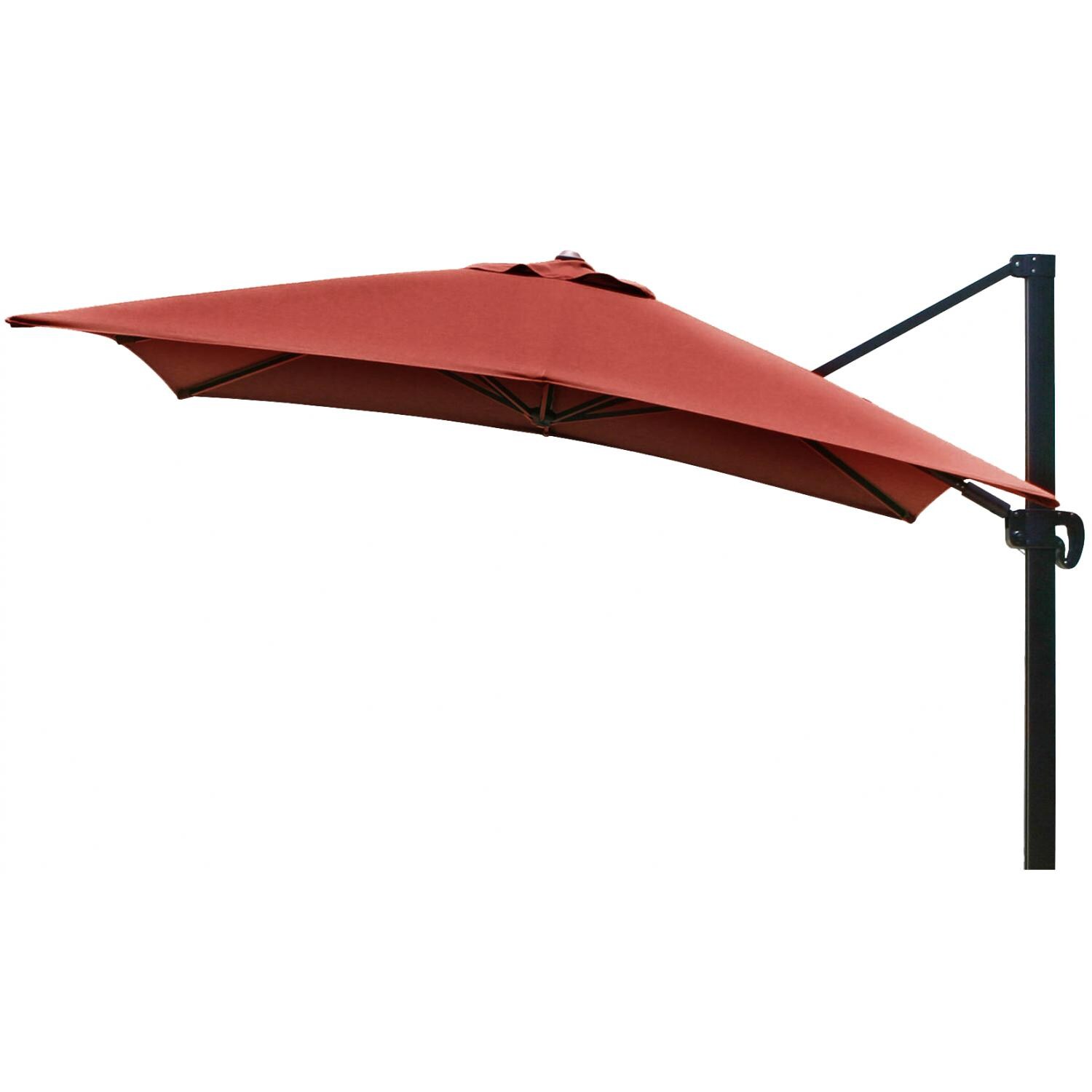 California Umbrella 10 Ft. Square Aluminum Multi-Position Tilt Cantilever Patio Umbrella W/ Crank Lift & Aluminum Ribs - Bronze Frame / Sunbrella Canvas Terracotta Canopy