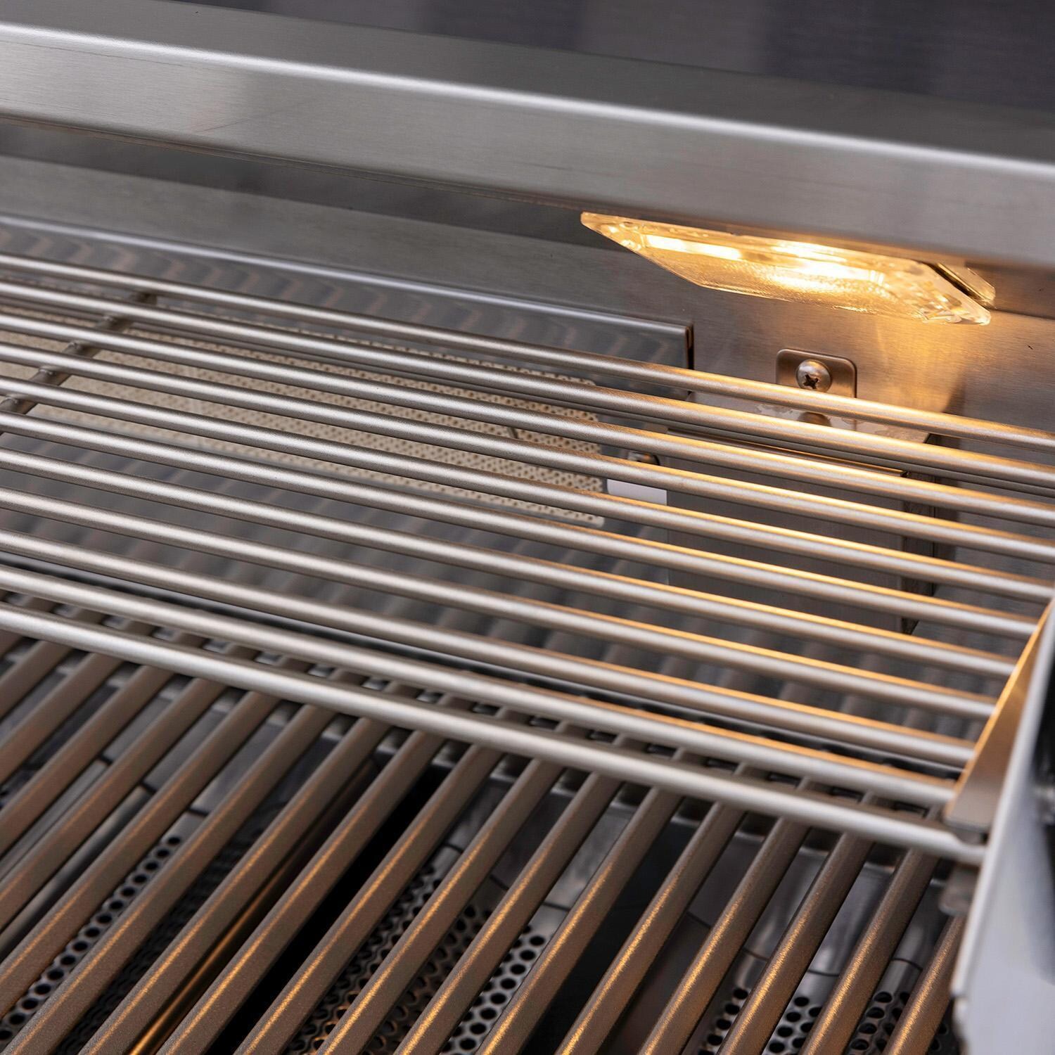 Blaze BLZ-4LTE3MG-NG Premium LTE+ Marine Grade 32-Inch 4-Burner Built-In Natural Gas Grill With Rear Infrared Burner & Lift-Assist Hood - Warming Rack Grates - Detail thumbnail