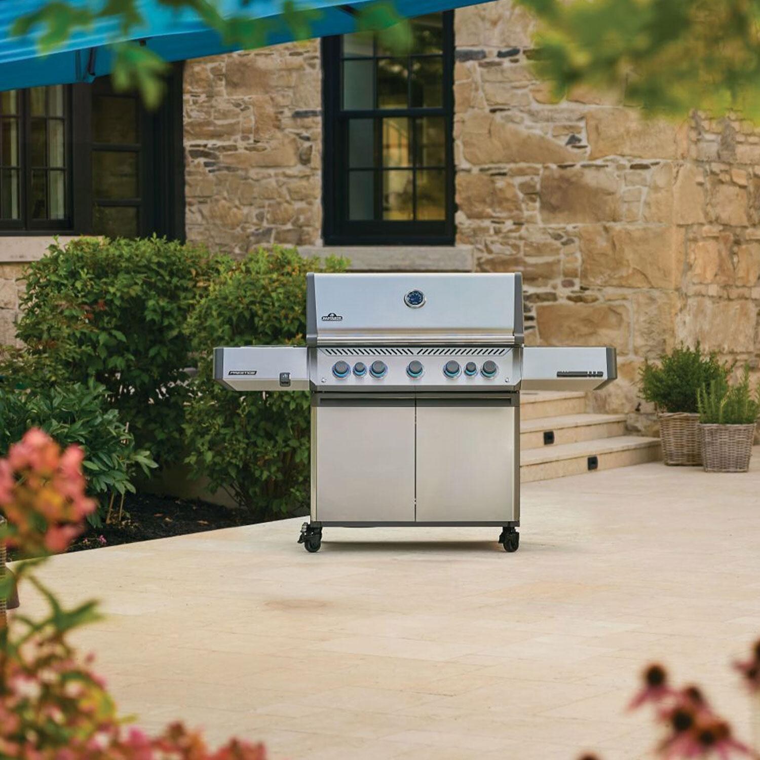Napoleon P665VRSIBNSS Prestige 665 Propane Gas Grill w/ Infrared Side & Rear Burner - Stainless Steel - Back Patio - Lifestyle thumbnail