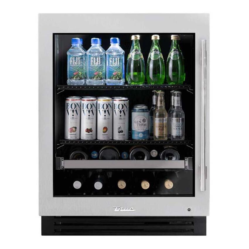 True ADA Height 24 Inch 105 Can 12 Bottle Left Hinge Glass Door Outdoor Beverage Center - Stainless Steel - TUBADA-24-LG-A~S