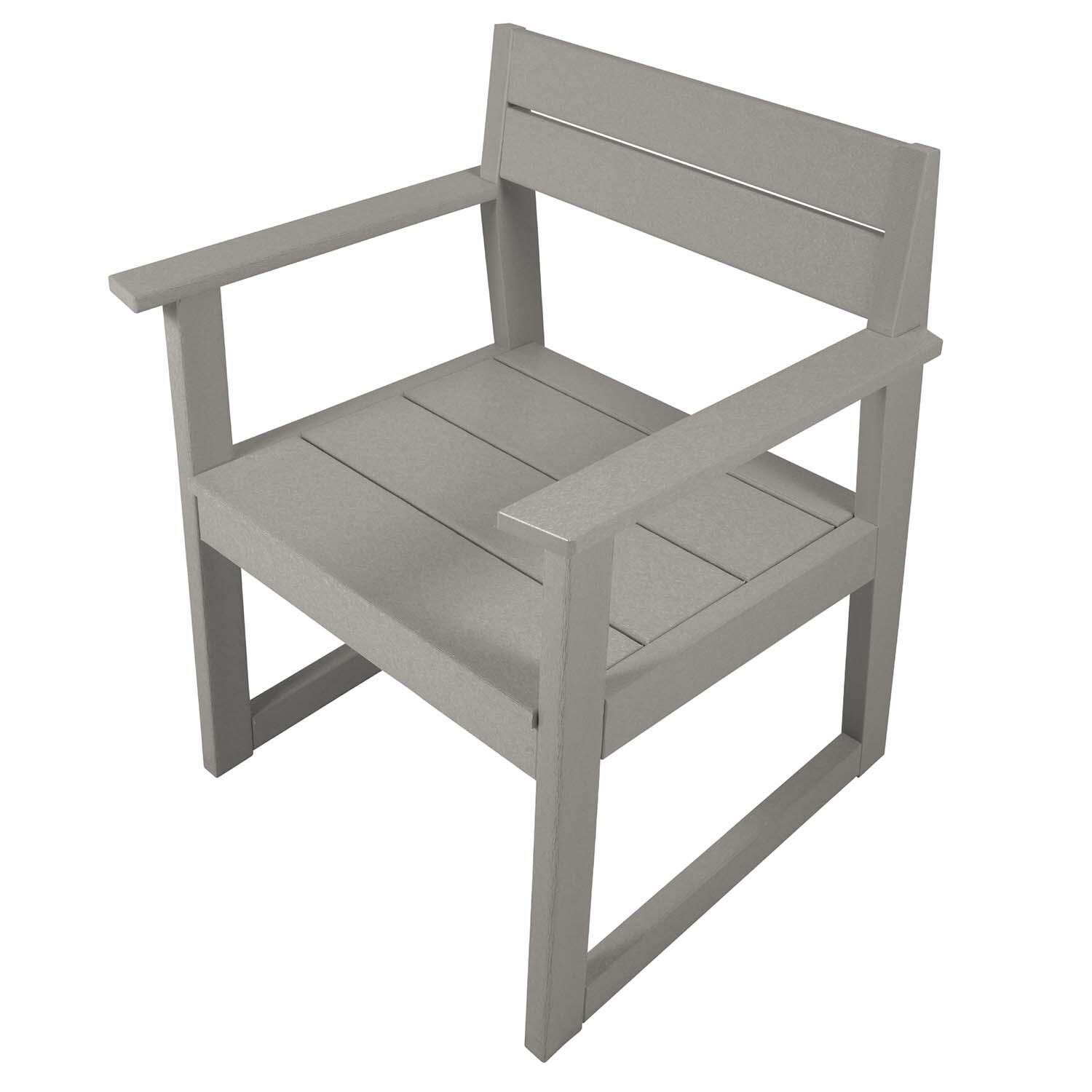 Hazel Cove Recycled Plastic Dining Arm Chair in Cove Gray by Lakeview Outdoor Designs - Right Angled - White Background thumbnail
