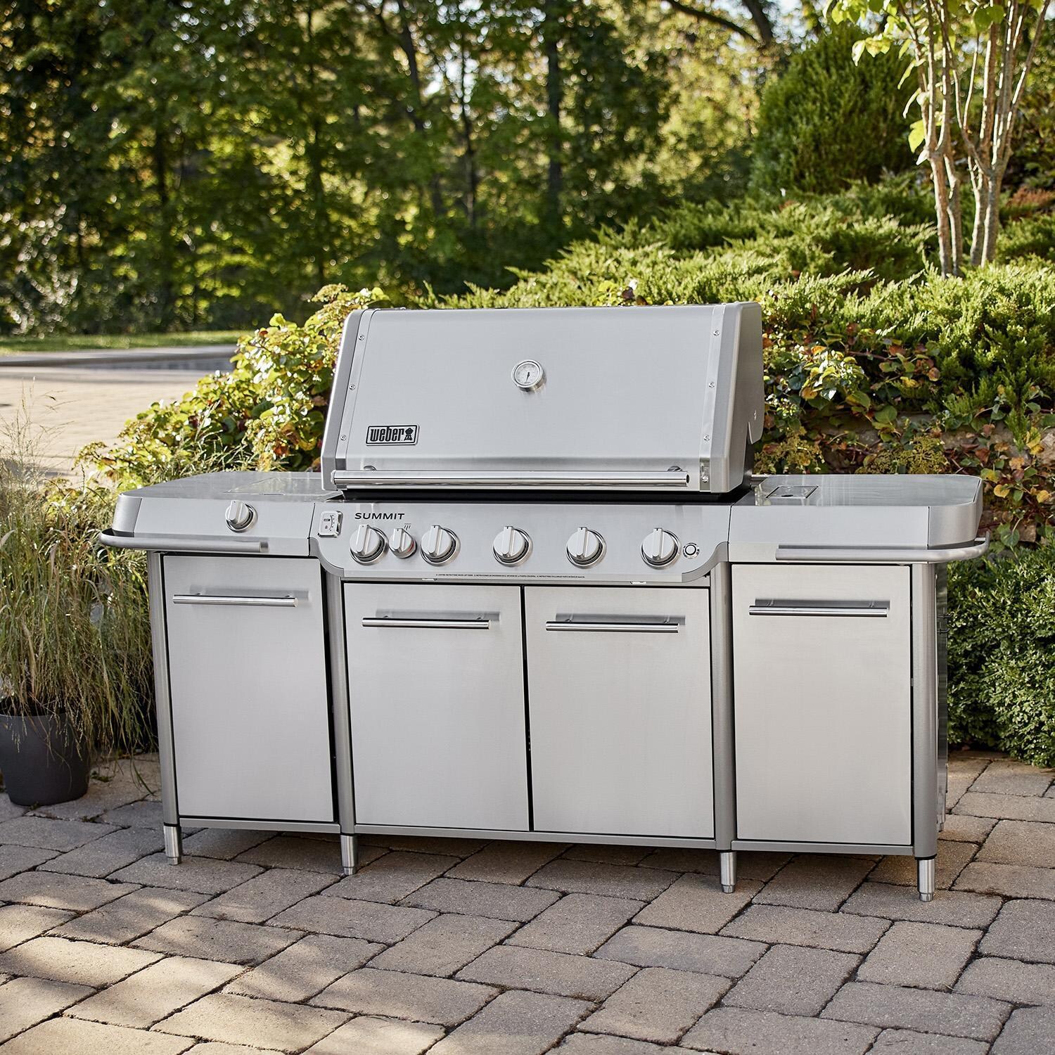 Weber 1500091 Summit GC38 S Propane Gas Grill Center - Stainless Steel - Display - Lifestyle thumbnail