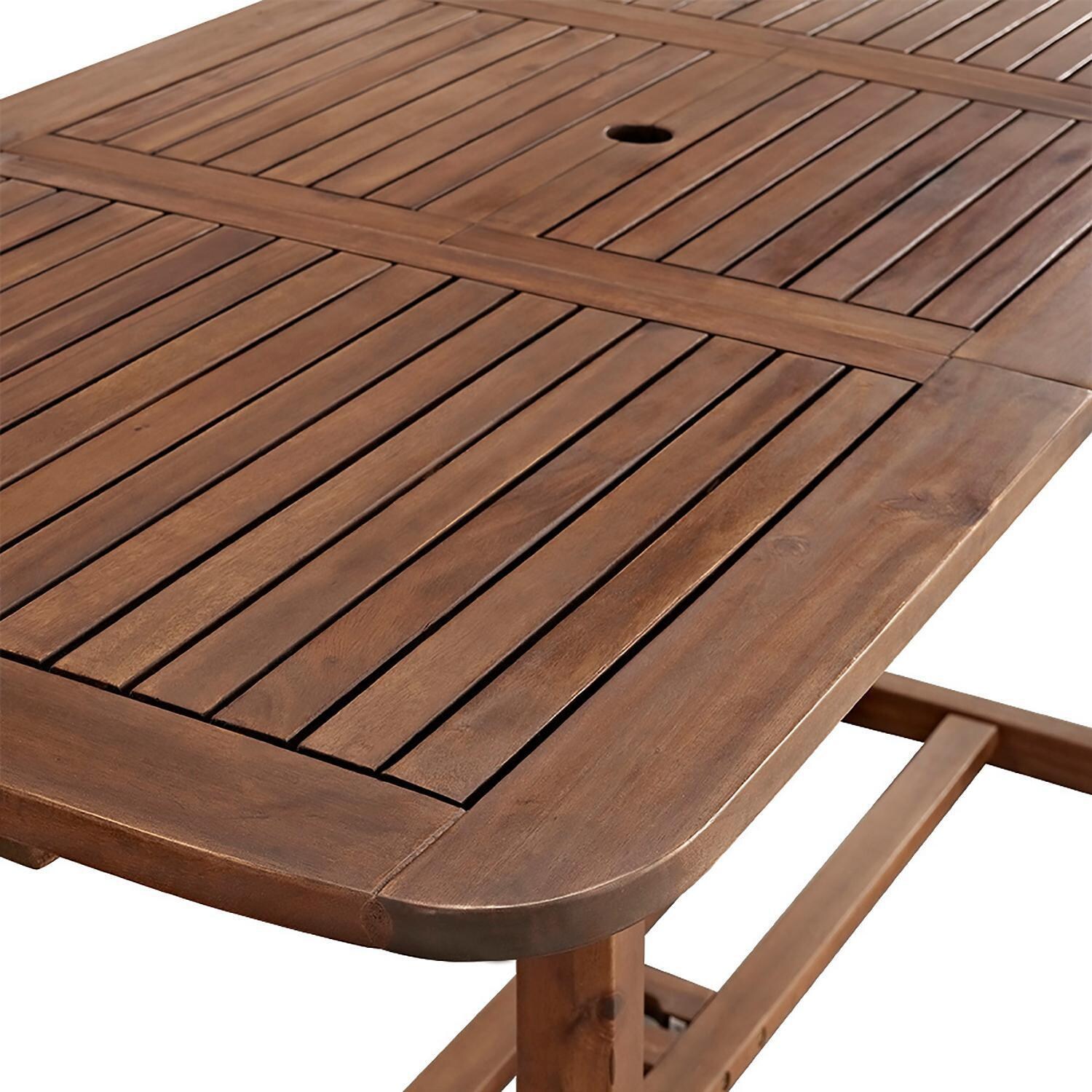 Ultimate Patio Horizon Way 55 X 35 Inch Rectangular Dark Brown Acacia Patio Dining Table - Table Top Detail thumbnail