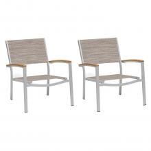 Travira 2 Piece Aluminum Patio Club Chair Set W/ Teak Arm Caps By Oxford Garden - Bellows Sling image