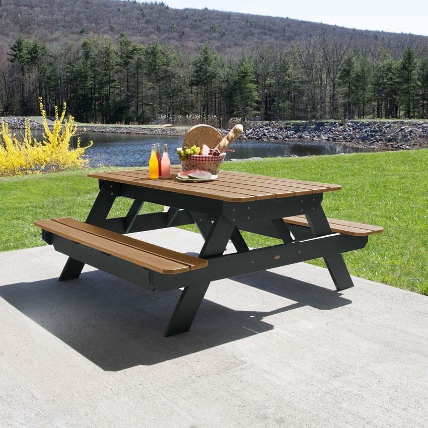 Lookwood 71 Inch Saddle Recycled Plastic Picnic Table by Lakeview Outdoor Designs