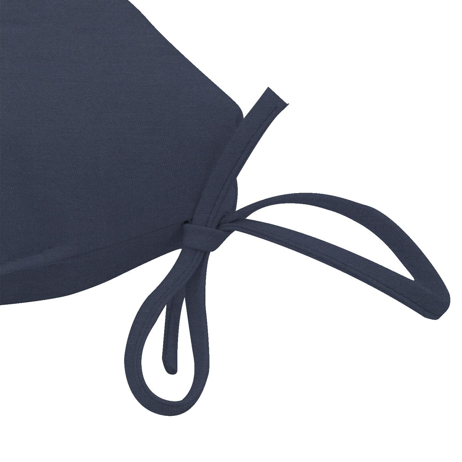 Sunbrella Canvas Navy Small Outdoor Replacement Seat Cushion By UltimatePatio.com - Tie Detail thumbnail