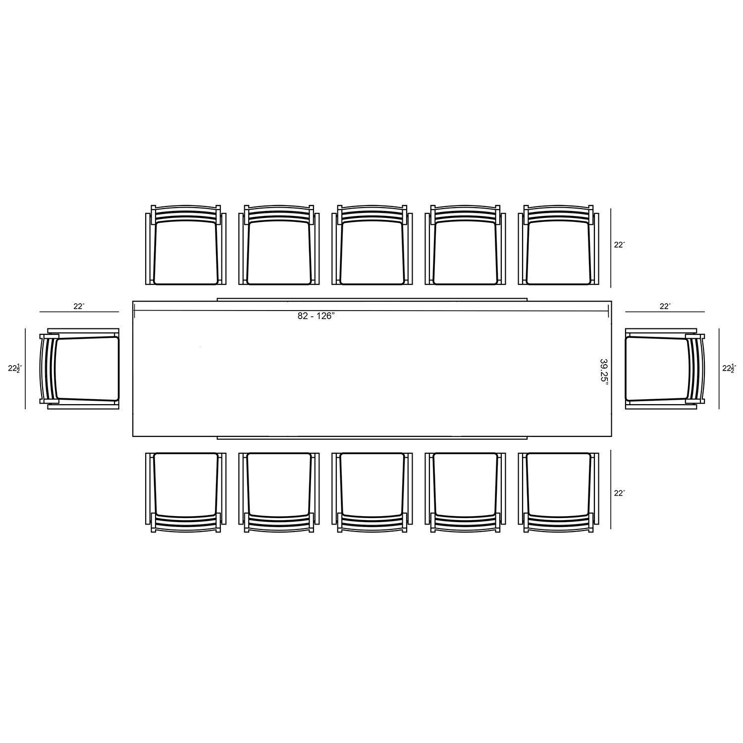 Calm Bay 13 Pc Extendable Dining Set in Slate/Cast Silver by Lakeview - Overhead Dimensions - Diagram thumbnail