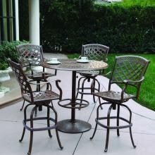 Darlee Sedona 5 Piece Cast Aluminum Patio Bar Set With Swivel Bar Stools - Antique Bronze image