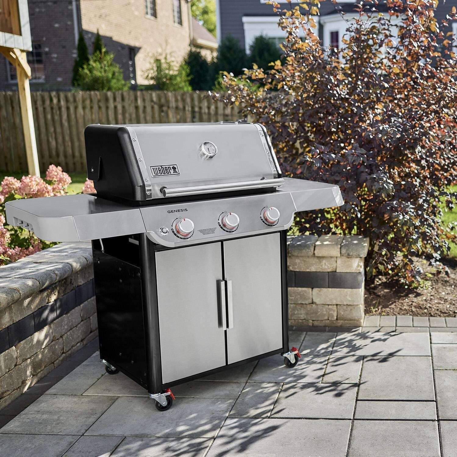 Weber 1500568 GENESIS S-315 Propane Gas Grill in Stainless Steel - Backyard - Lifestyle thumbnail