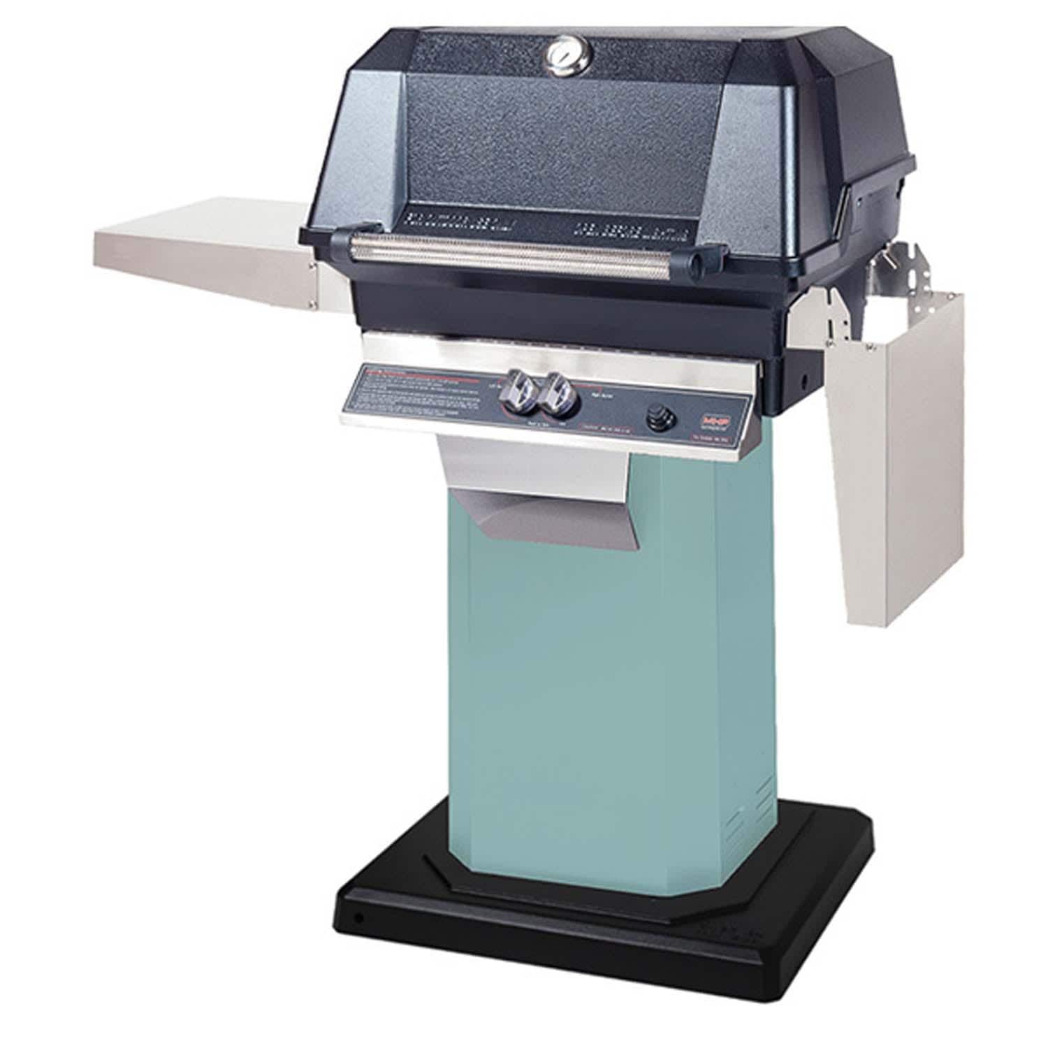 MHP WNK Natural Gas Grill w/SearMagic Grids on Aqua Fire Grill Column & Permanent Base - WNK4DD-NS + OCOLAQ + OP-N