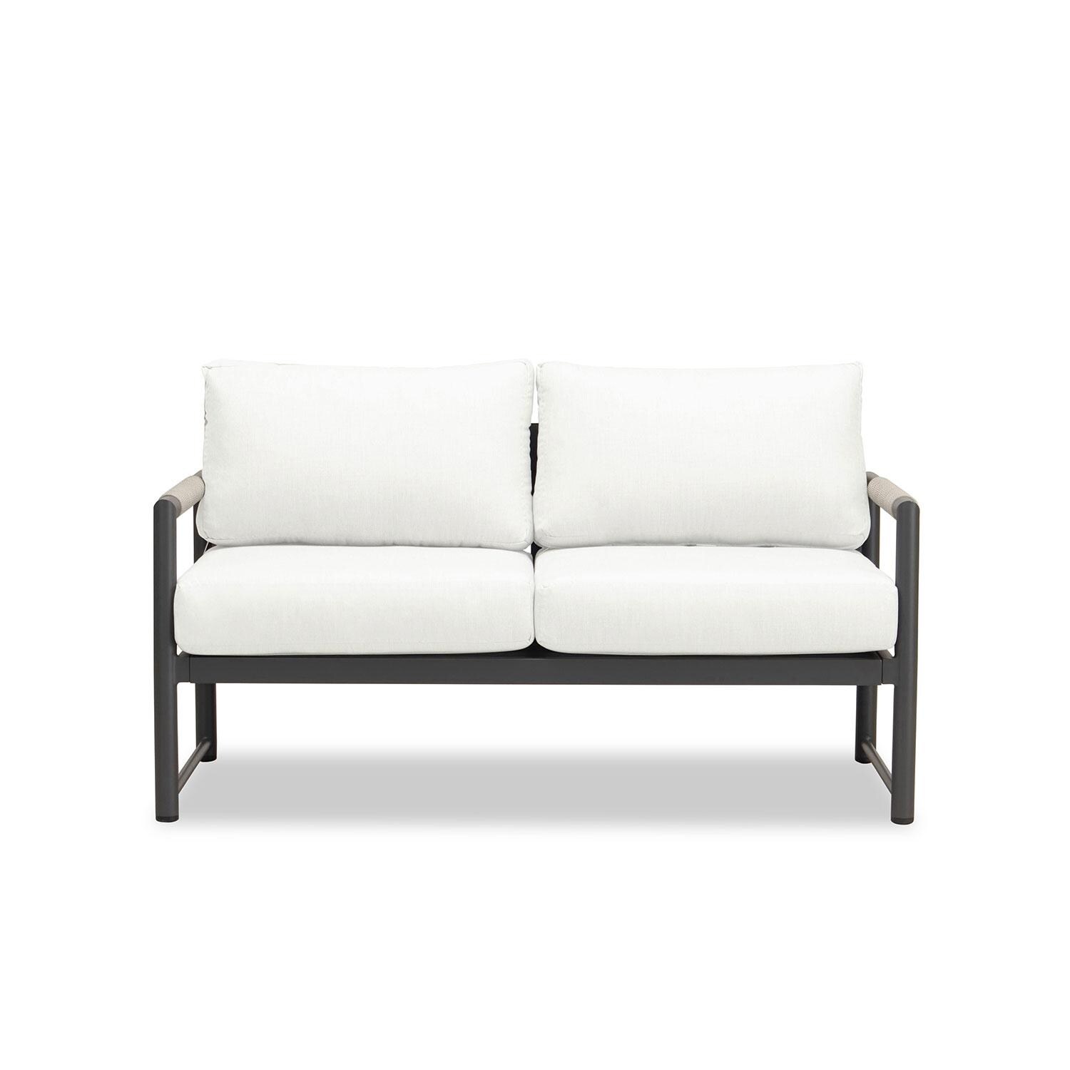 Avenue Bay 2 Person Aluminum Loveseat in Slate/Canvas Natural by Lakeview Outdoor Designs
