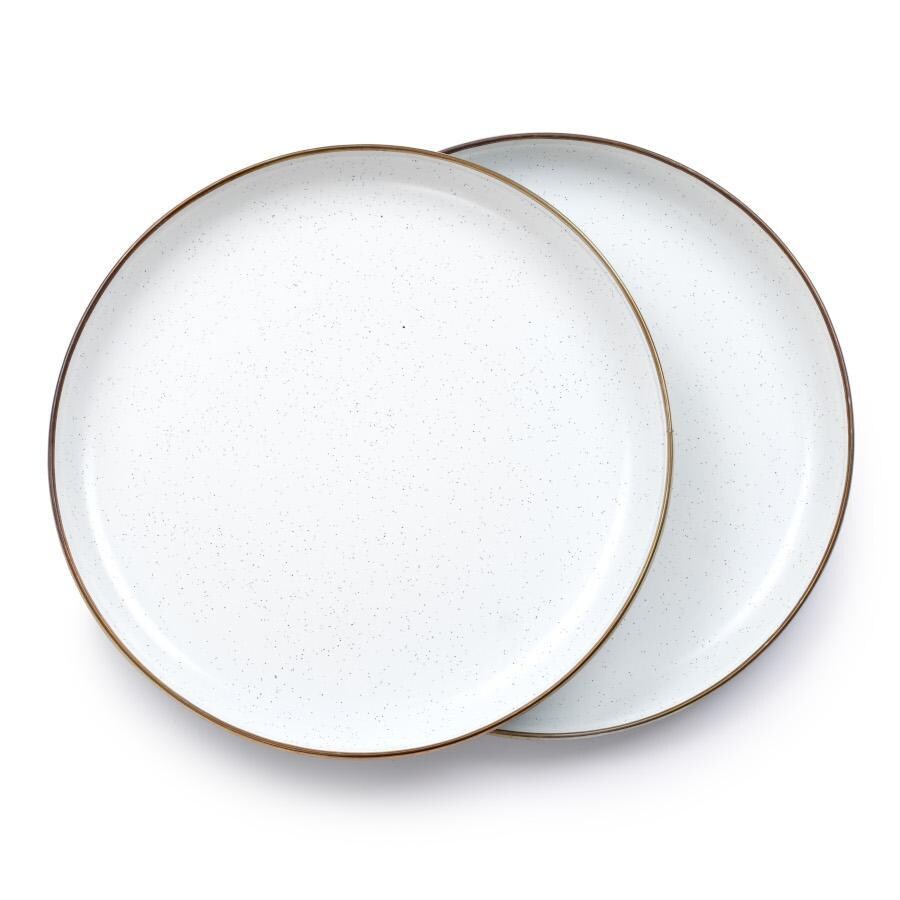 Barebones Living BND-1342 Enamel Dining Set - Eggshell - Saucers - White Background thumbnail