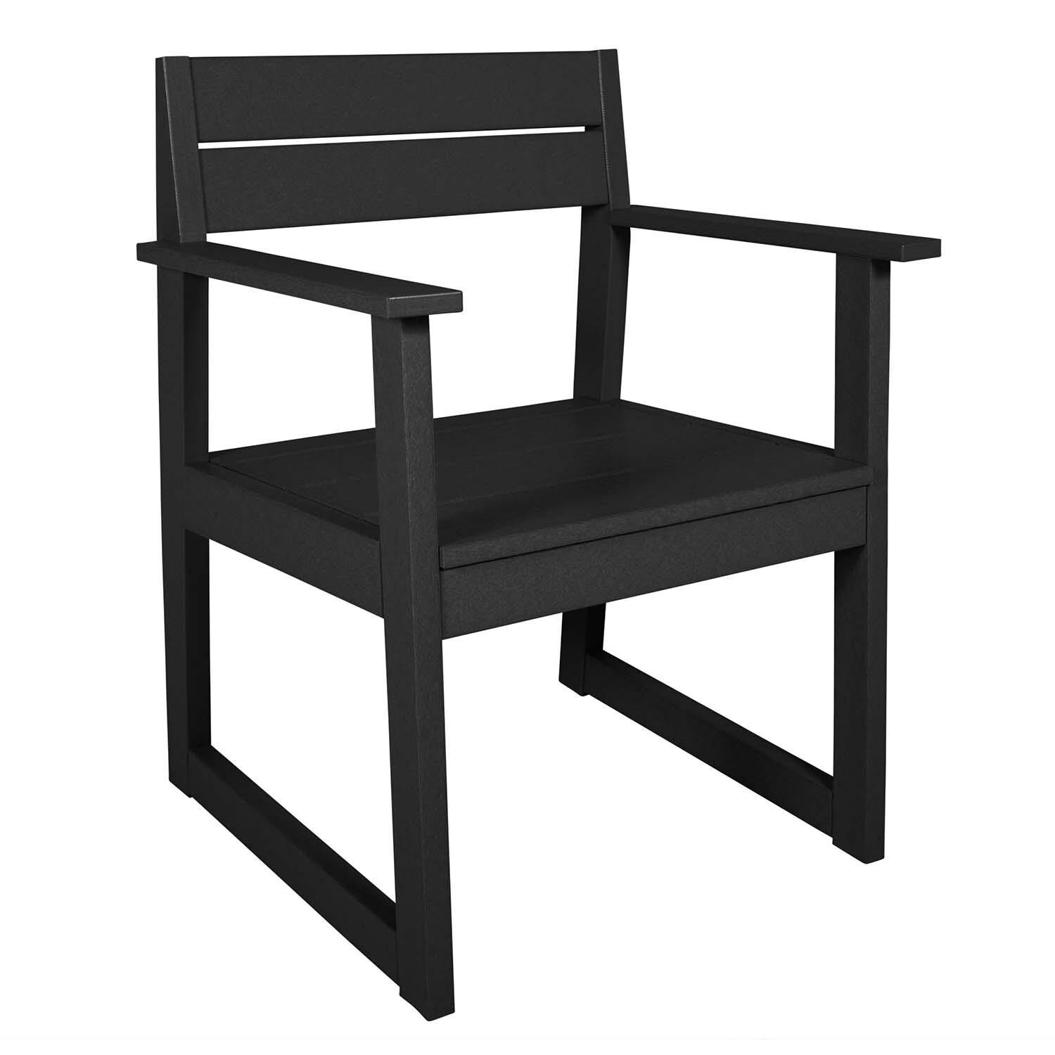 Hazel Cove Recycled Plastic Dining Arm Chair in Black Sand by Lakeview Outdoor Designs - Left Angled - White Background thumbnail