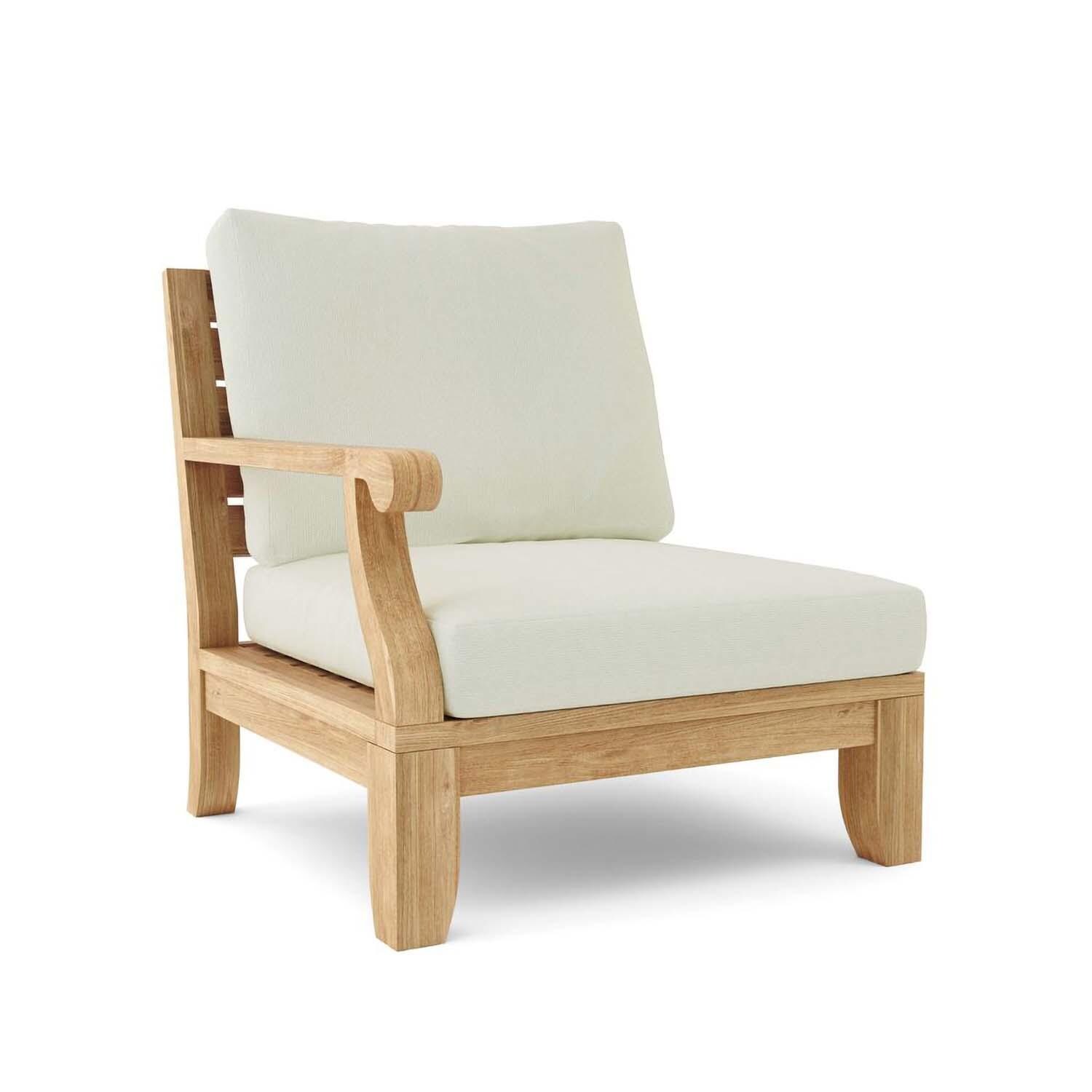Currier Bay 11 Pc Teak Seating Set in Canvas Natural by Lakeview Outdoor Designs - Right Arm Chair - White Background thumbnail