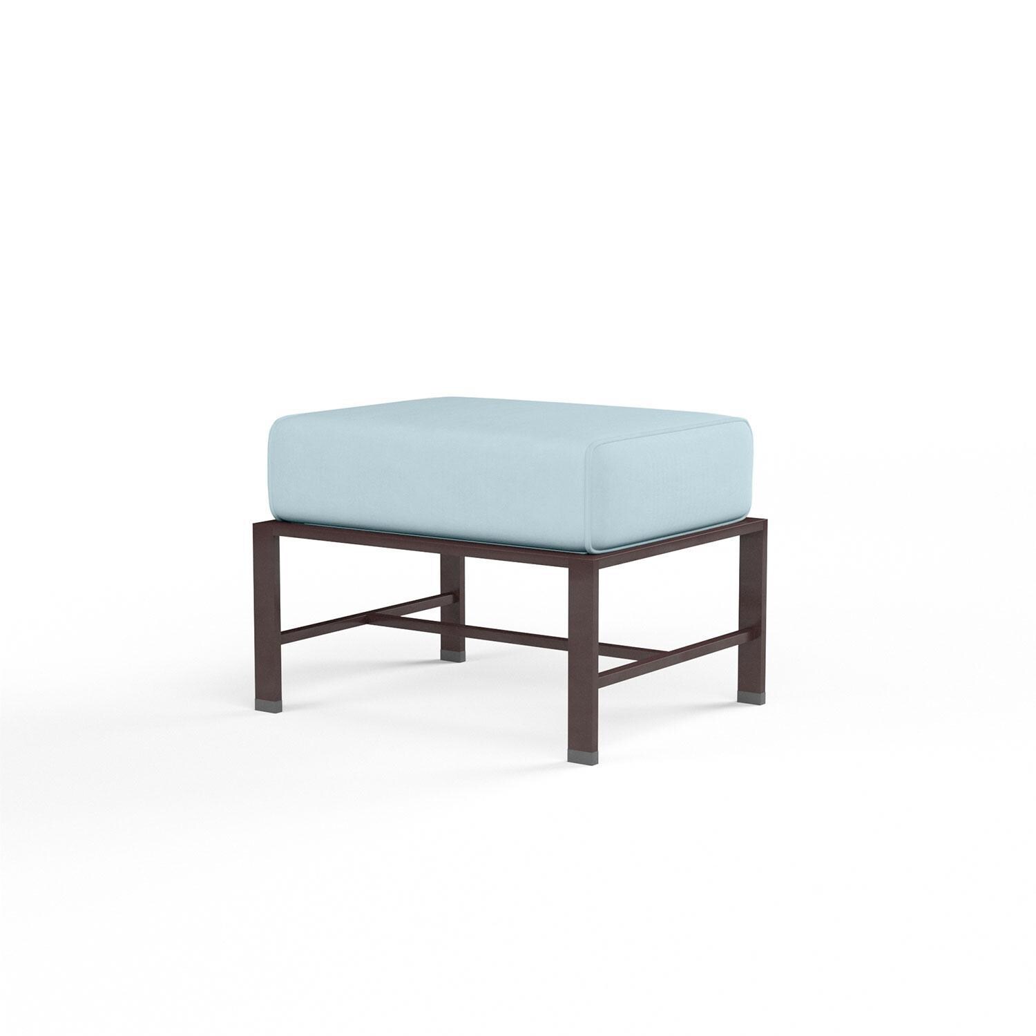 La Jolla Aluminum Patio Ottoman in Canvas Skyline w/ Self Welt By Sunset West